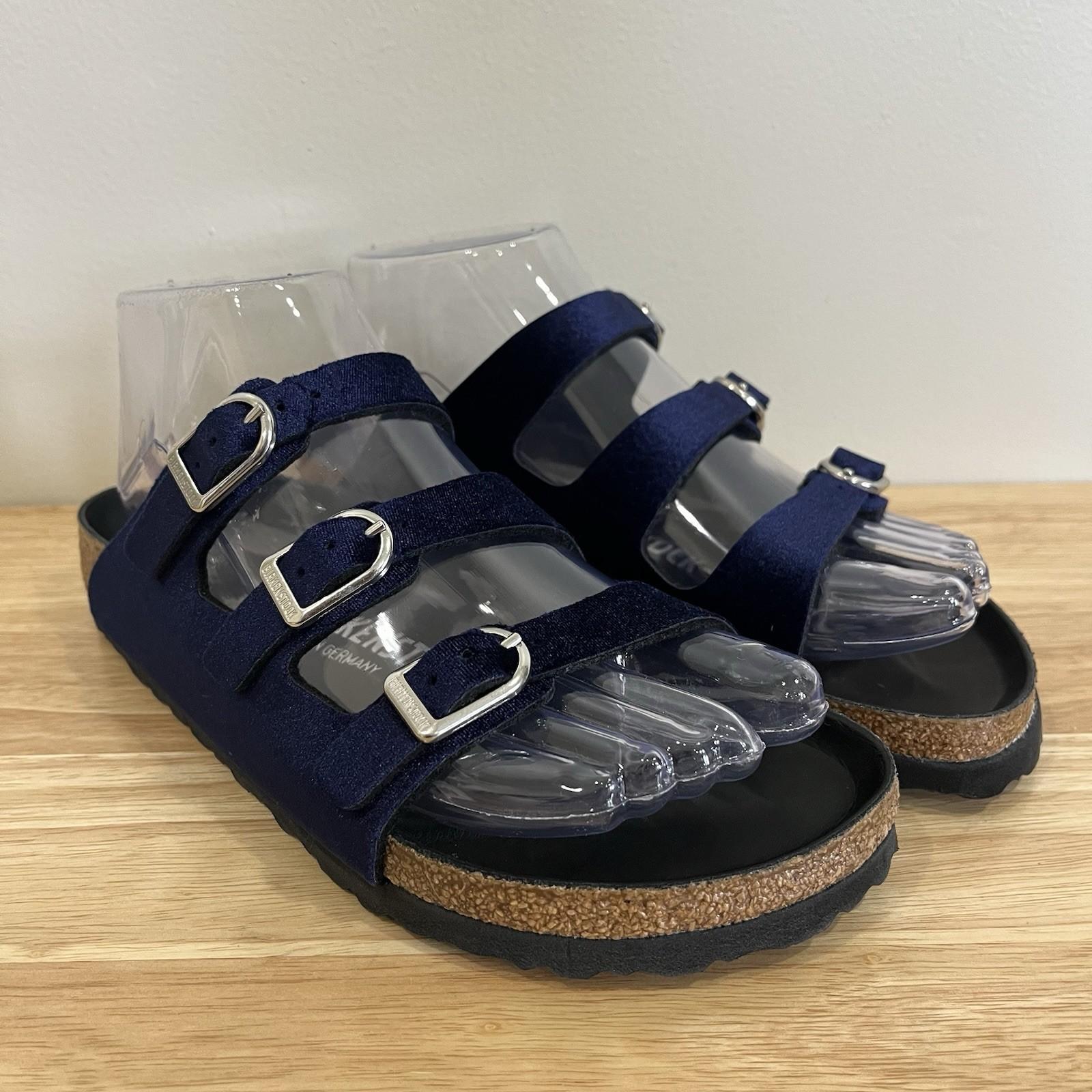 BIRKENSTOCK FLORIDA FRESH EU 37 US 6/6.5 Midnight Blue Velvet Exquisite Sandals