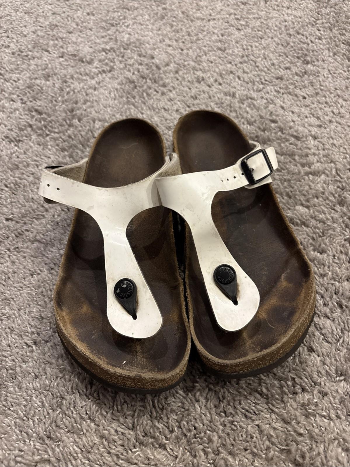 Birkenstock Gizeh Women’s Size 38 US 7 White Slip-On T-Strap Sandals Thong