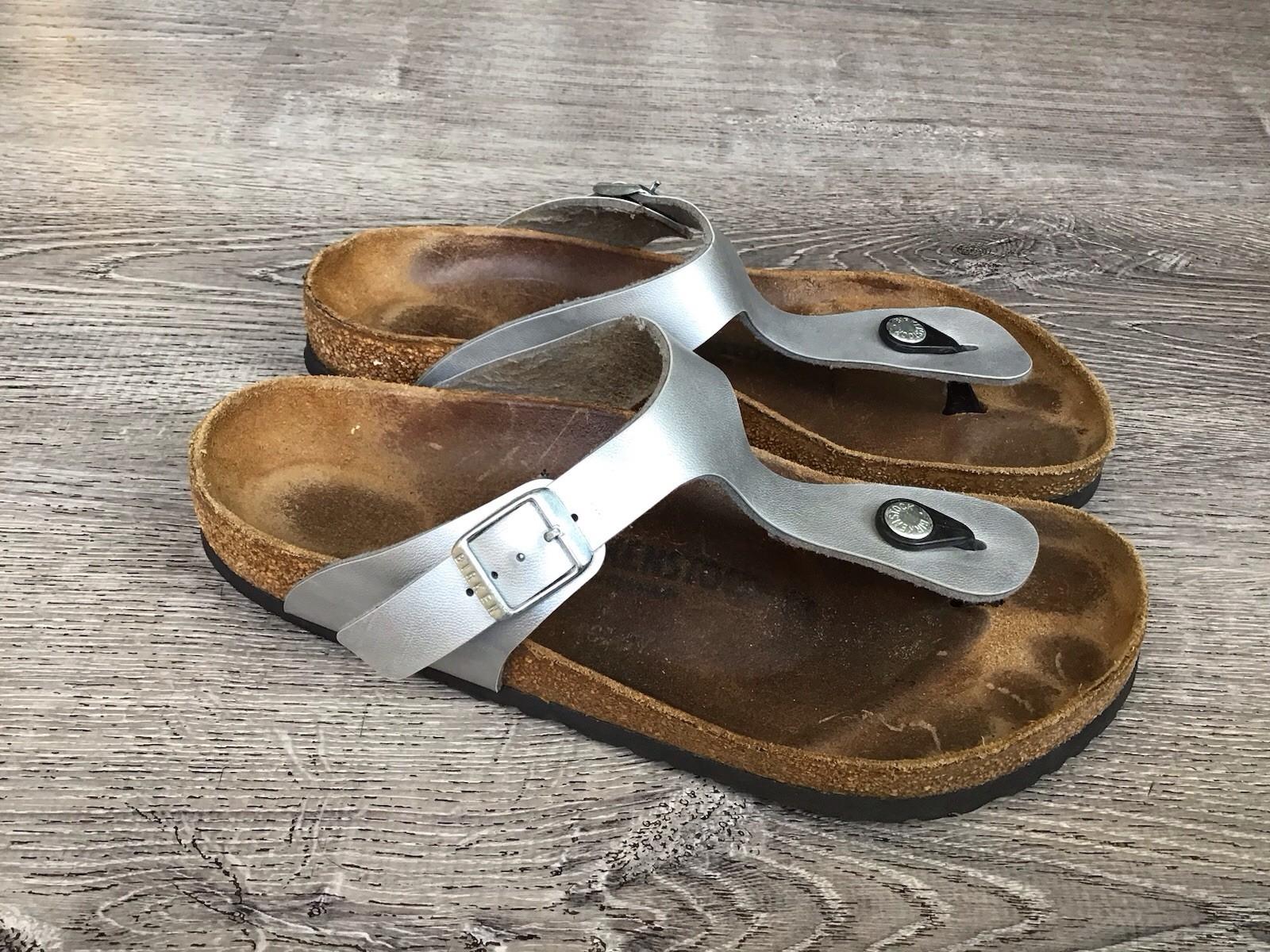 Birkenstock Gizeh White Birko Flor Thong Womens Sandals Size 40 9 Comfort