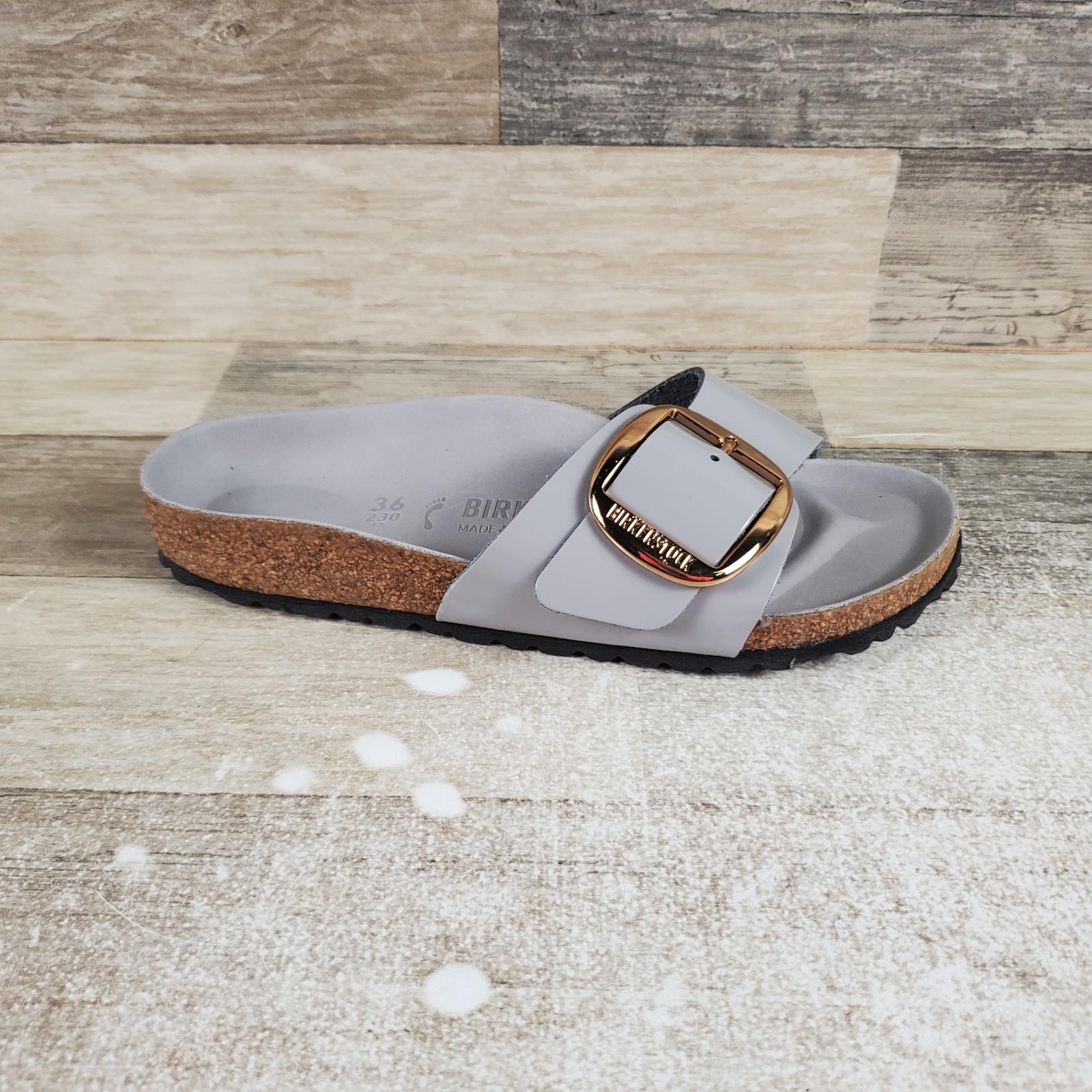 Birkenstock Madrid Big Buckle Womens Sandals Sz 5 Narrow Gray Slip On Open Toe