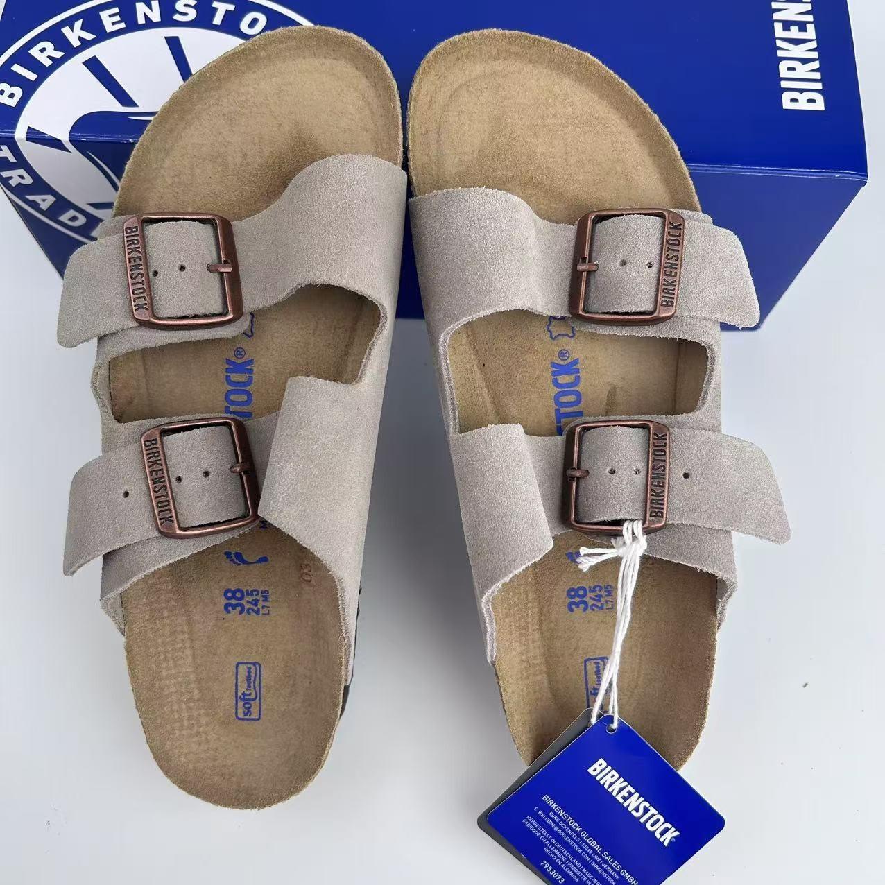 Birkenstock Arizona Taupe Suede Leather Women’s Sandals Narrow 37-41/Wide 42-45