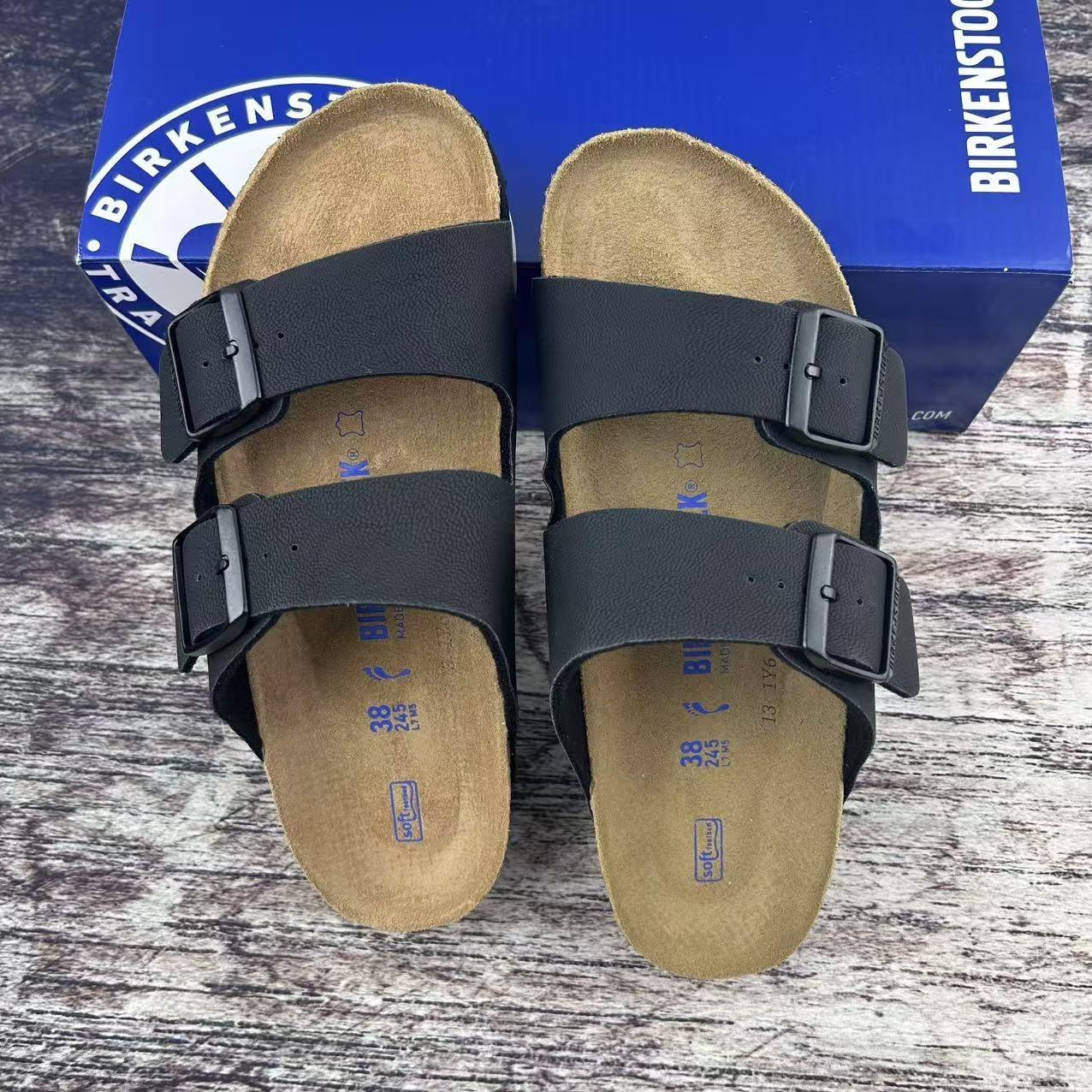 Birkenstock Arizona Soft Footbed Black Birko-Flor Unisex Sandals Size EU37-45