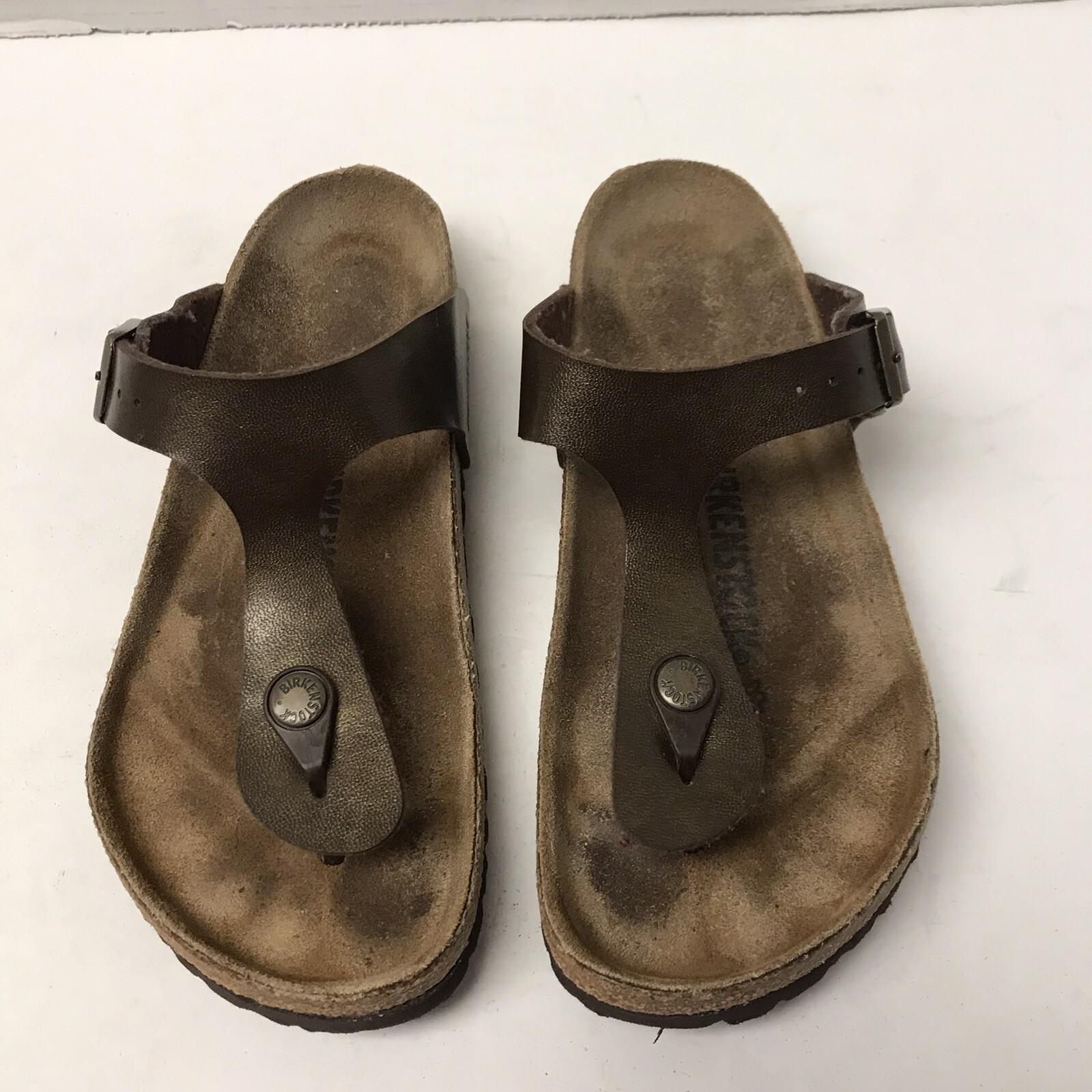 Birkenstock Gizeh Brown Leather Thong Sandals Womens Size 5.5-6