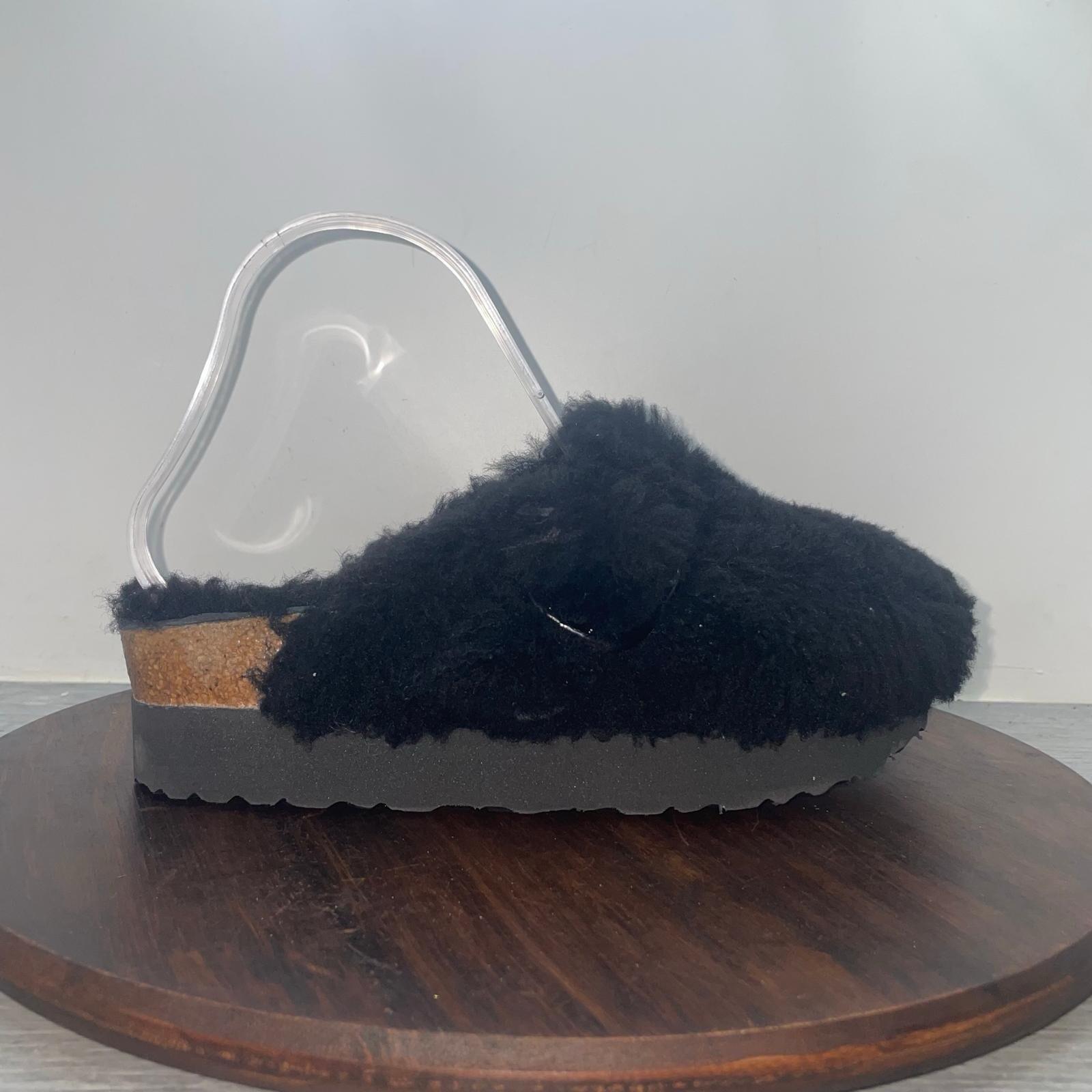 Birkenstock Papillio Boston Shearling Women’s 6 Black Teddy Fur Chunky EU 37