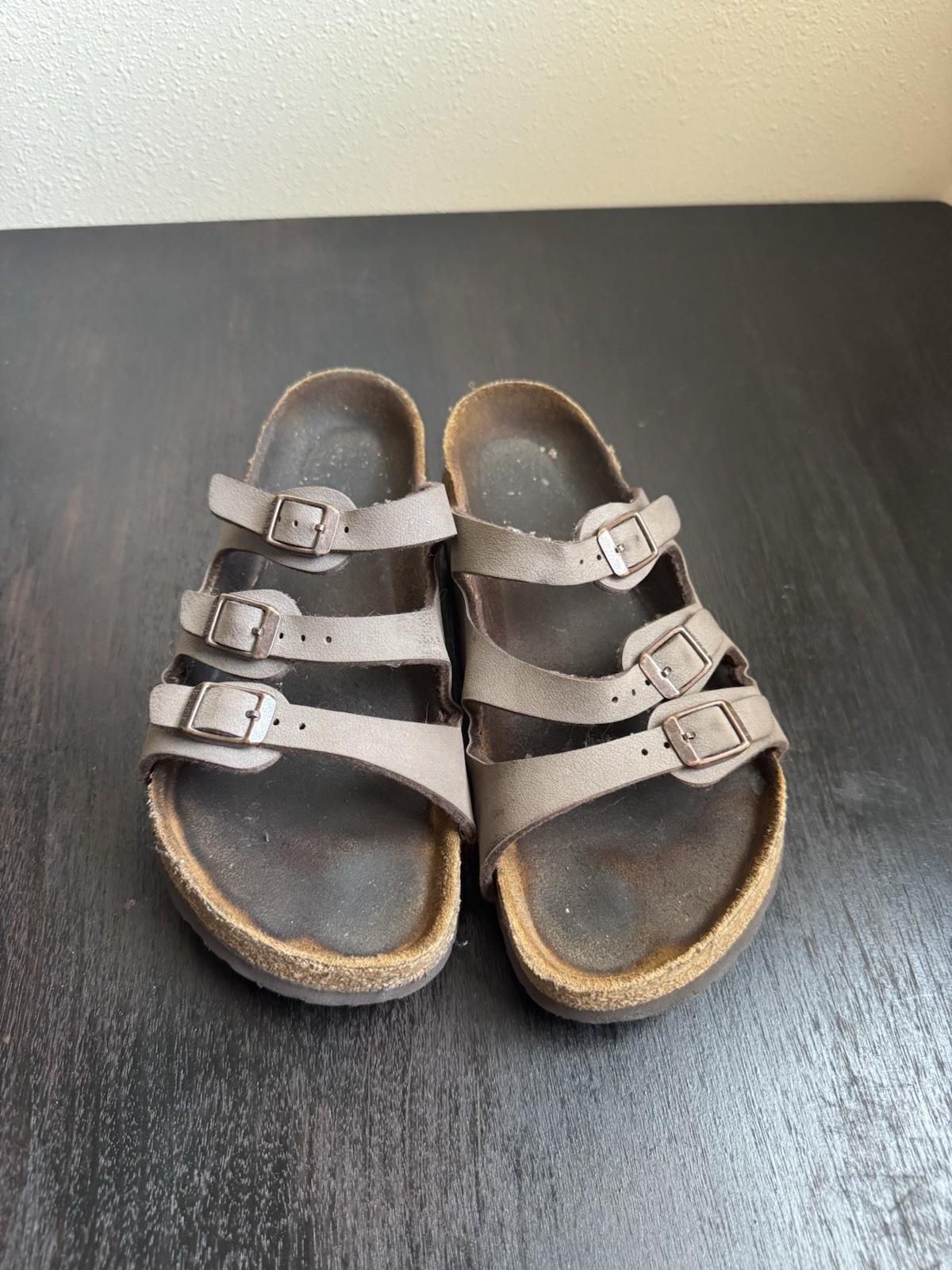 Birkenstock Florida Soft Footbed Women’s Sandals 3 Straps Brown Leather Size 8