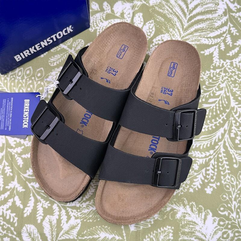 Birkenstock Arizona Birko-Flor Birkibuc Black Casual Sandals Size 37-45