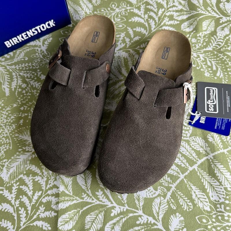 Birkenstock Boston Mocha Soft Footbed Suede Leather Unisex Clog Shoes Size 37-45