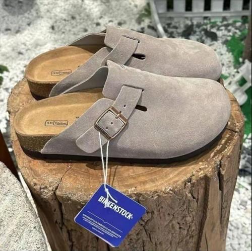 Birkenstock Boston Soft Footbed Suede Gray Leather Clog Select Size – New