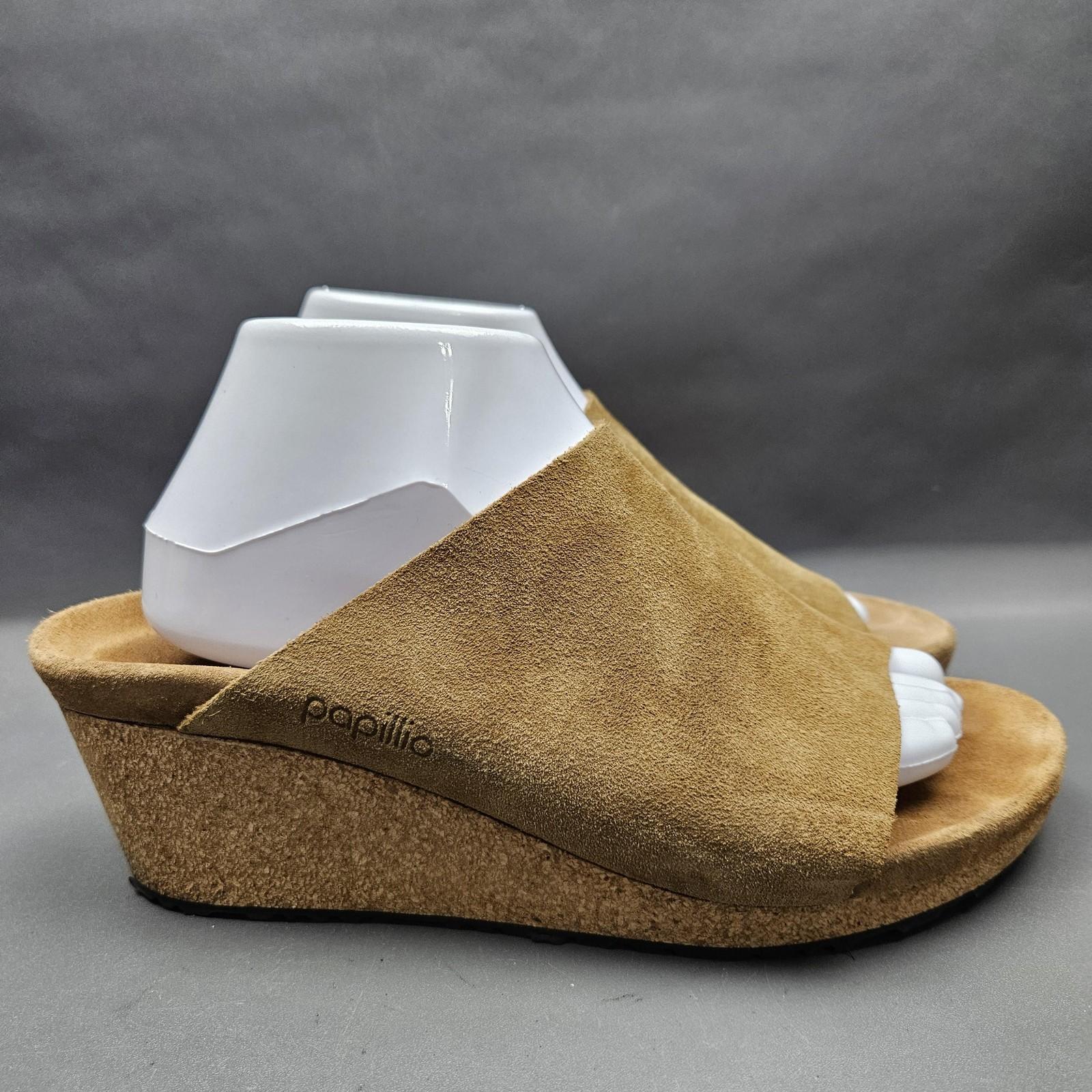 Birkenstock Papillio Namica Shoes Womens 10 Tan Suede Wedge Platform Sandals