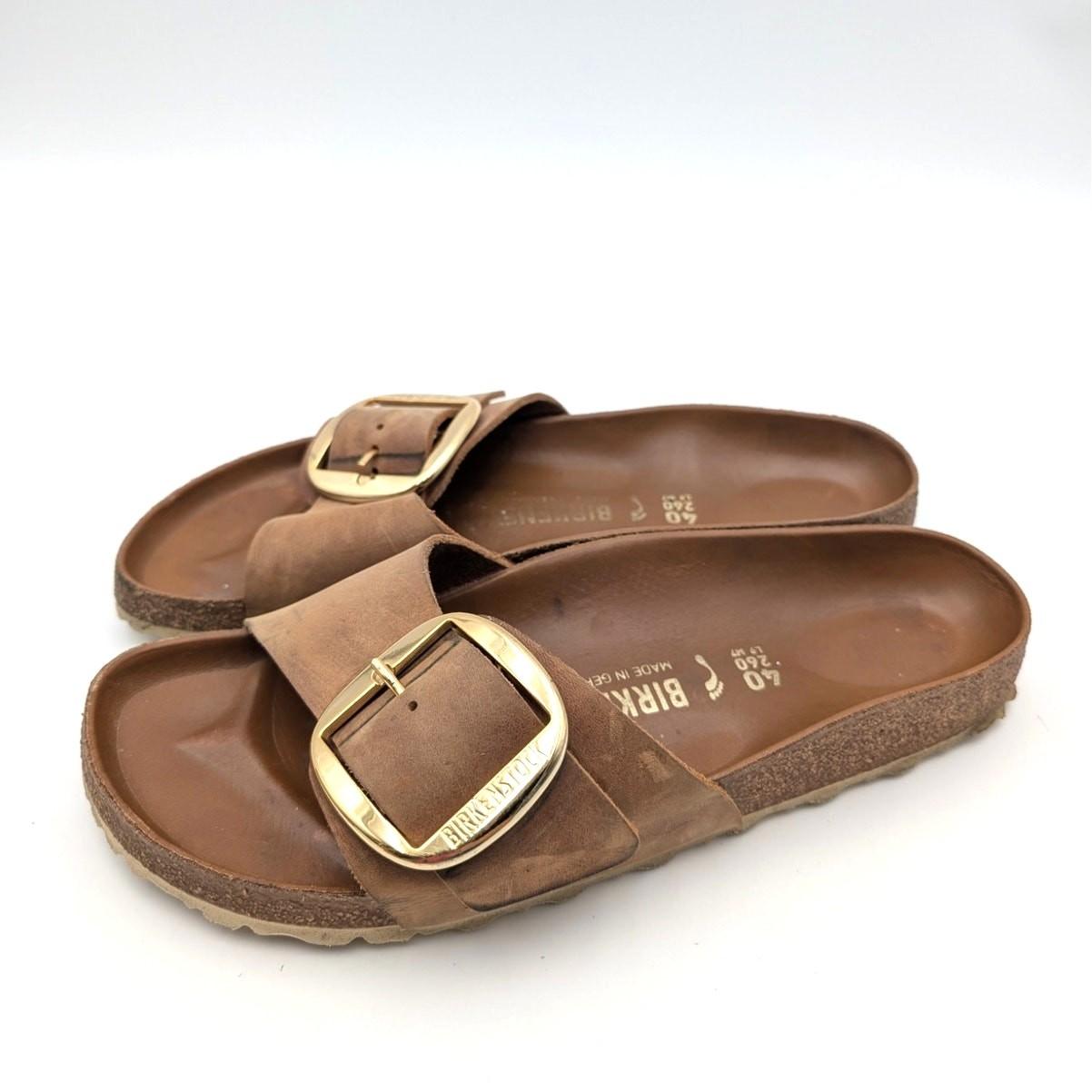 Birkenstock Madrid Big Buckle Sandals Unisex Cognac Oiled Leather Size W9/M7