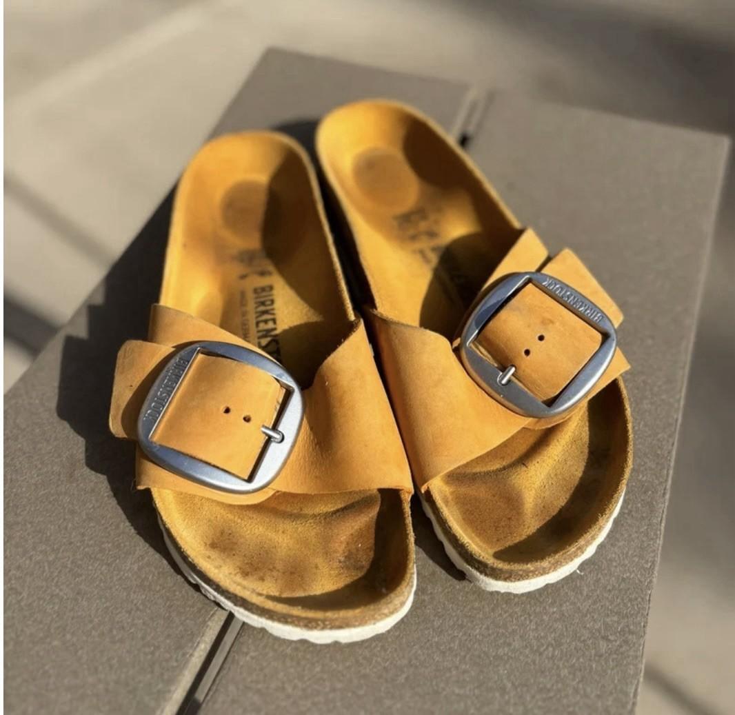 Birkenstock Madrid Big Buckle Women’s Sandals, Cognac Size 39