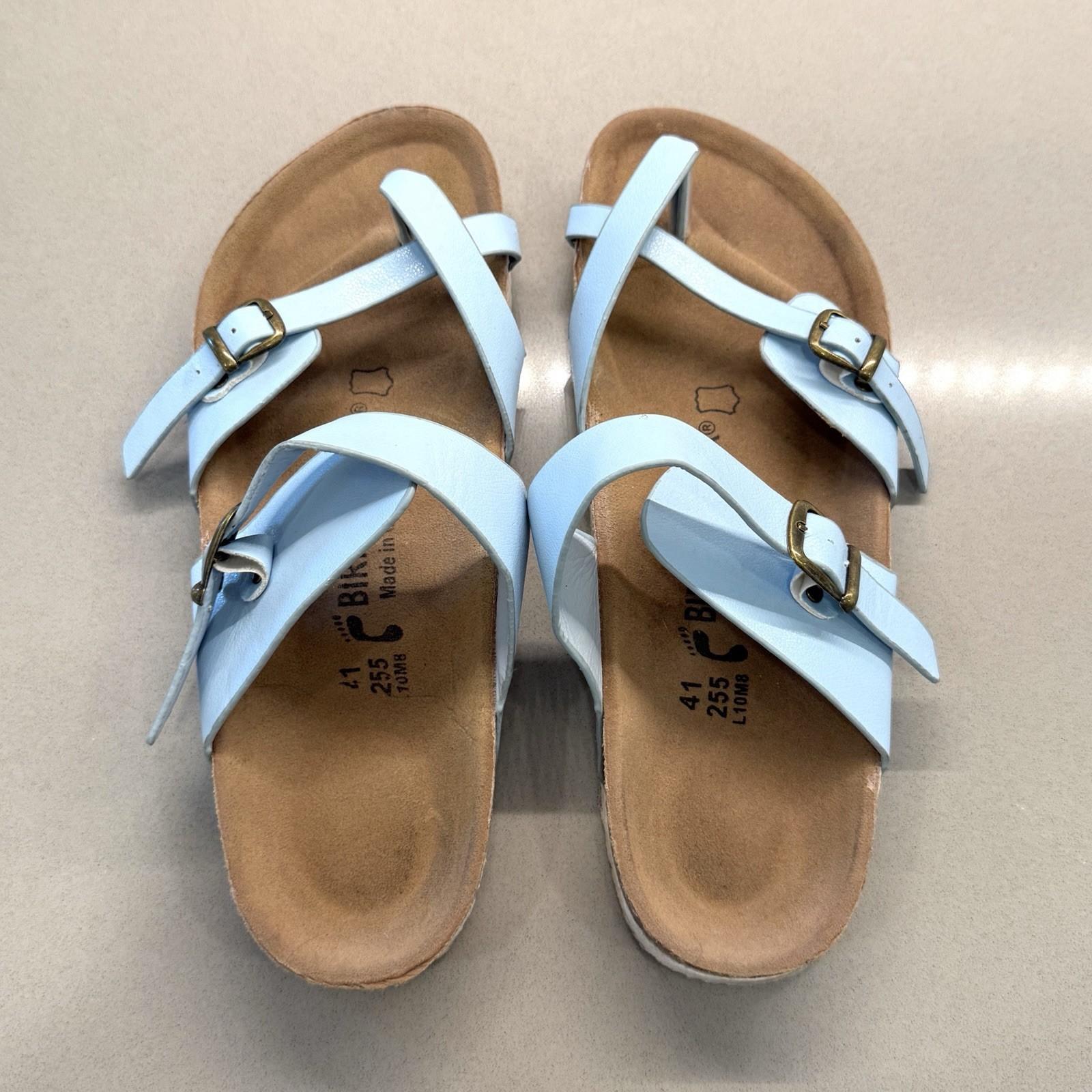 Birkenstock Mayari Sandals Womens 41 US 10-10.5 Blue Birko Flor Leather Toe Loop