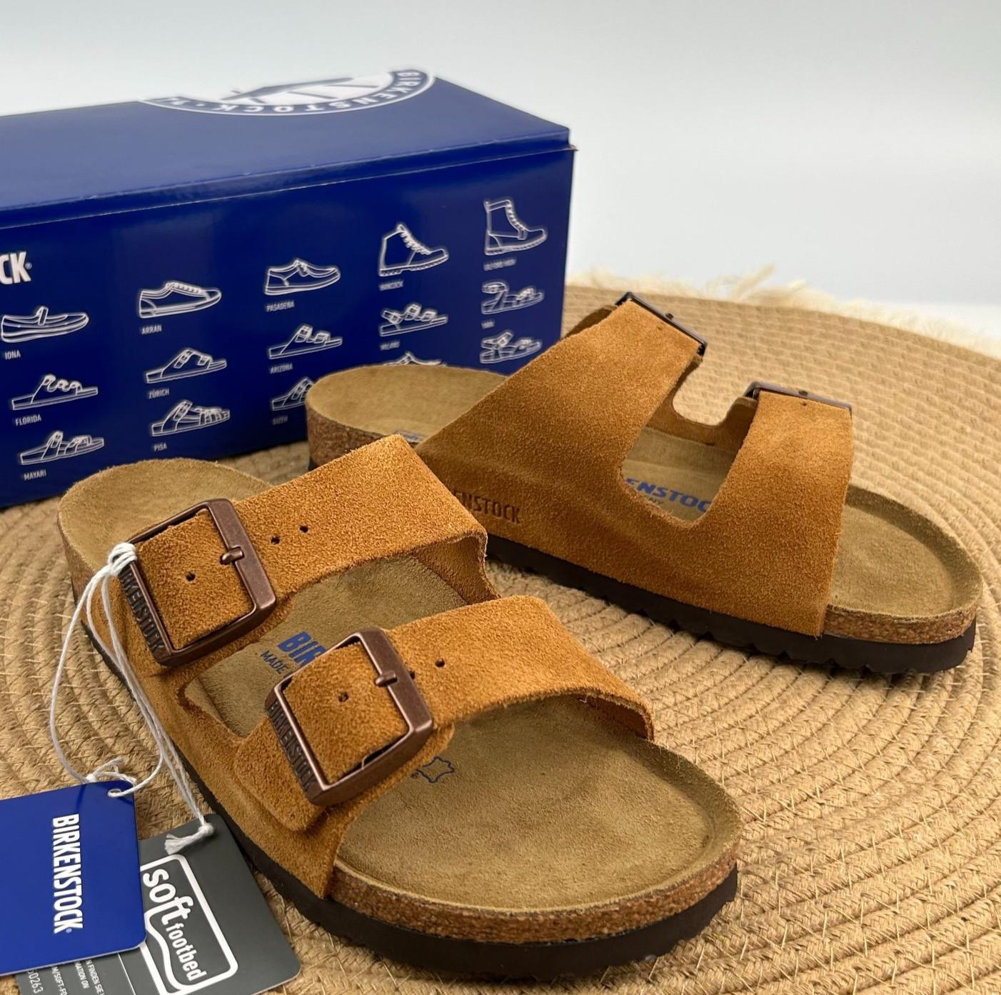 Birkenstock Arizona Mink Suede Leather Soft Footbed -Size 37-45 New w/ Box