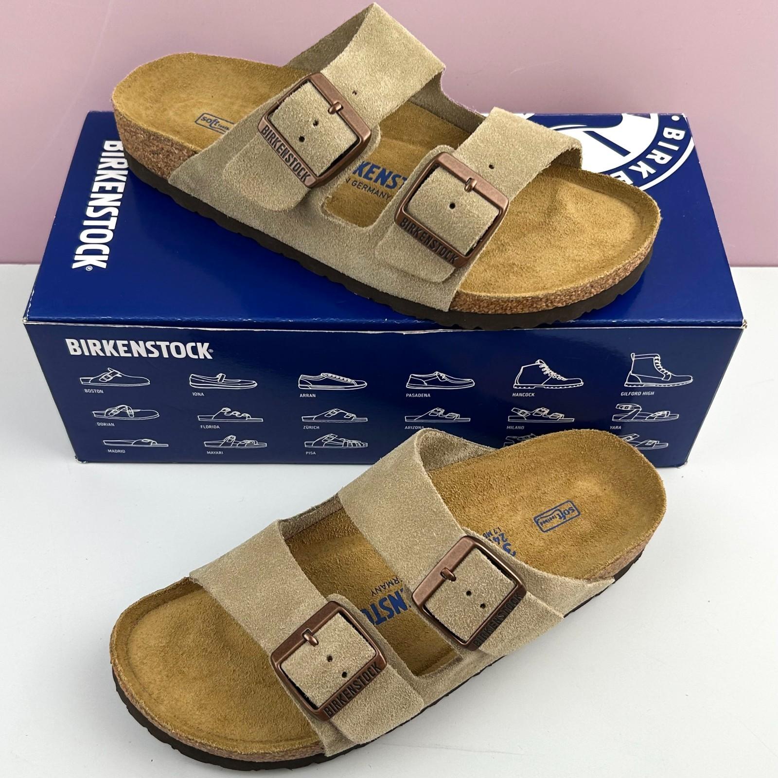 Birkenstock Arizona Taupe Soft Footbed Suede Leather Women’s Sandals shoes SALE