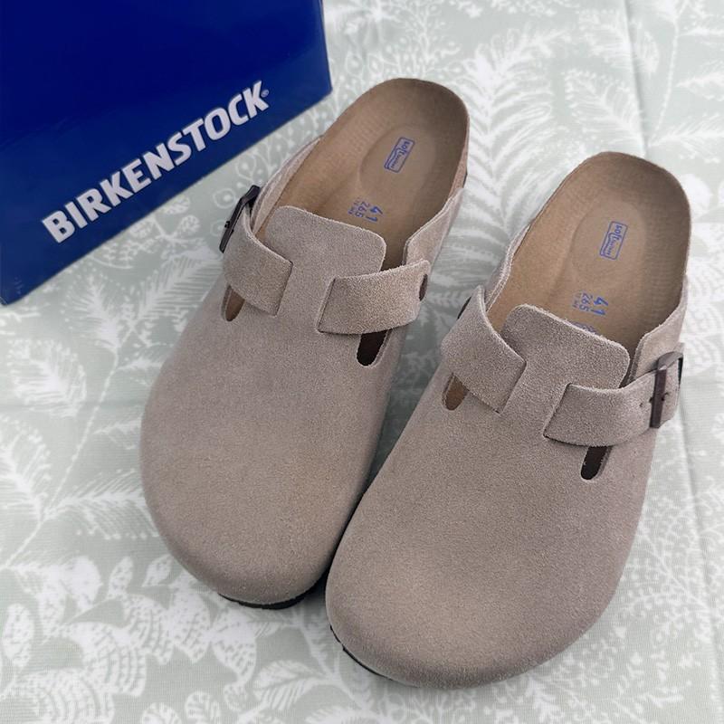 Birkenstock Boston Taupe Suede Leather Soft Footbed Unisex Clog Shoes Size37-45
