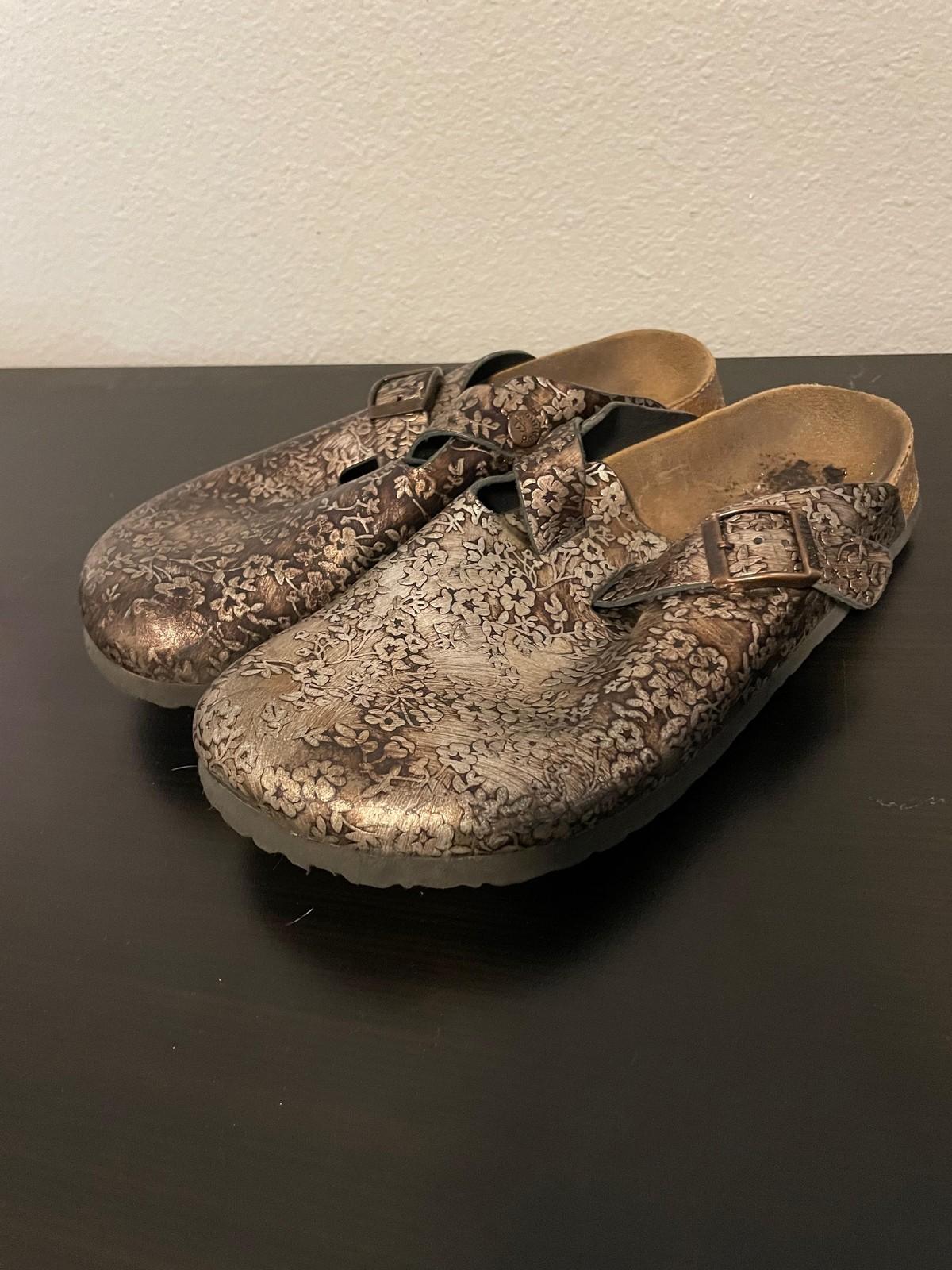 Birkenstock Papillio Boston Clog Shoes Womens 9 Womens 7 EU40 Floral Bronze READ