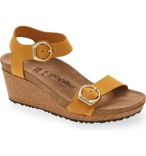 New Birkenstock Papillio Womens 9 US 40 EU Soley Ring Yellow Sandals Wedge READ