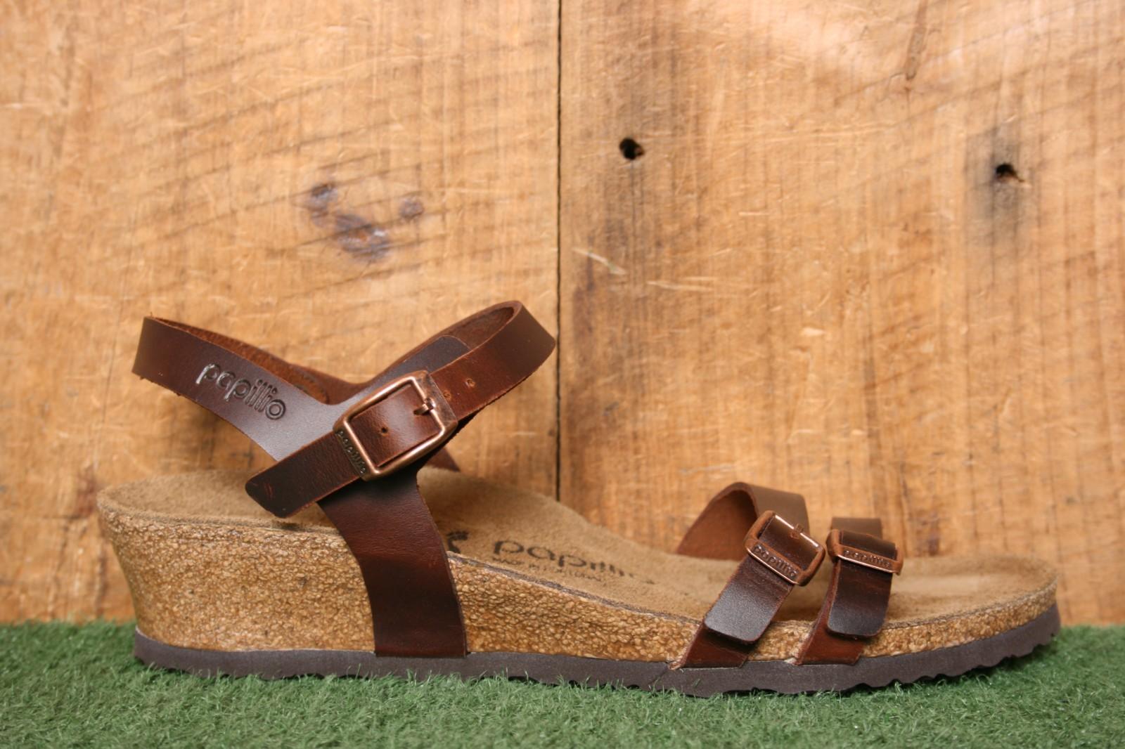 BIRKENSTOCK Papillio ‘Lana’ Brown Leather Wedge Sandals EU 38 | US 7 (M/N Width)