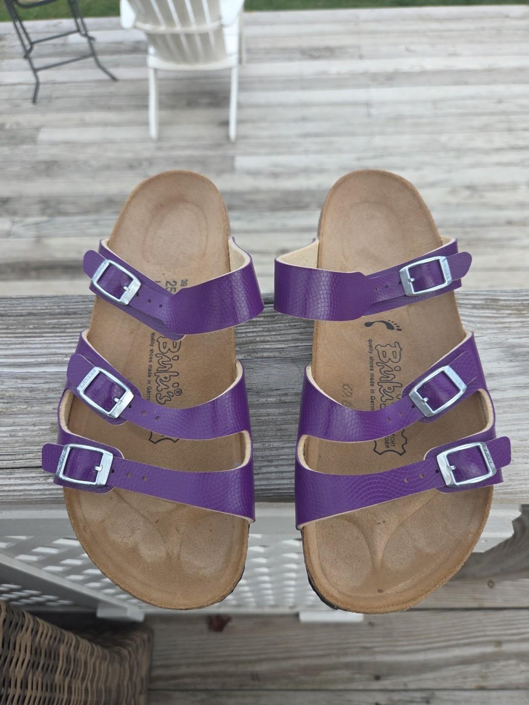 Birkenstock Papillio Florida Sandals Sz 39 3 Strap Purple