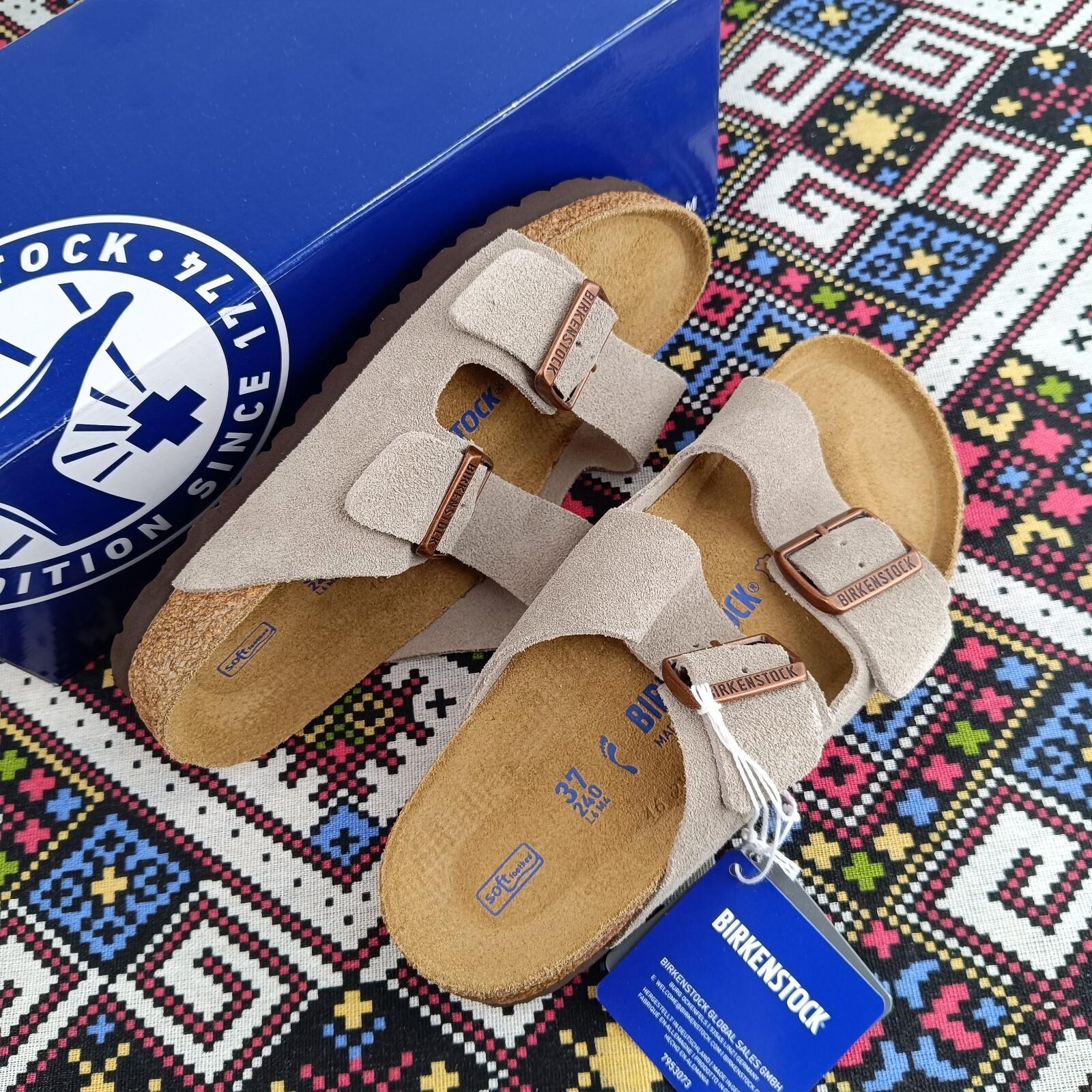 Birkenstock Arizona Taupe Suede Leather Soft Footbed Unisex’s Sandals 37-45 Size