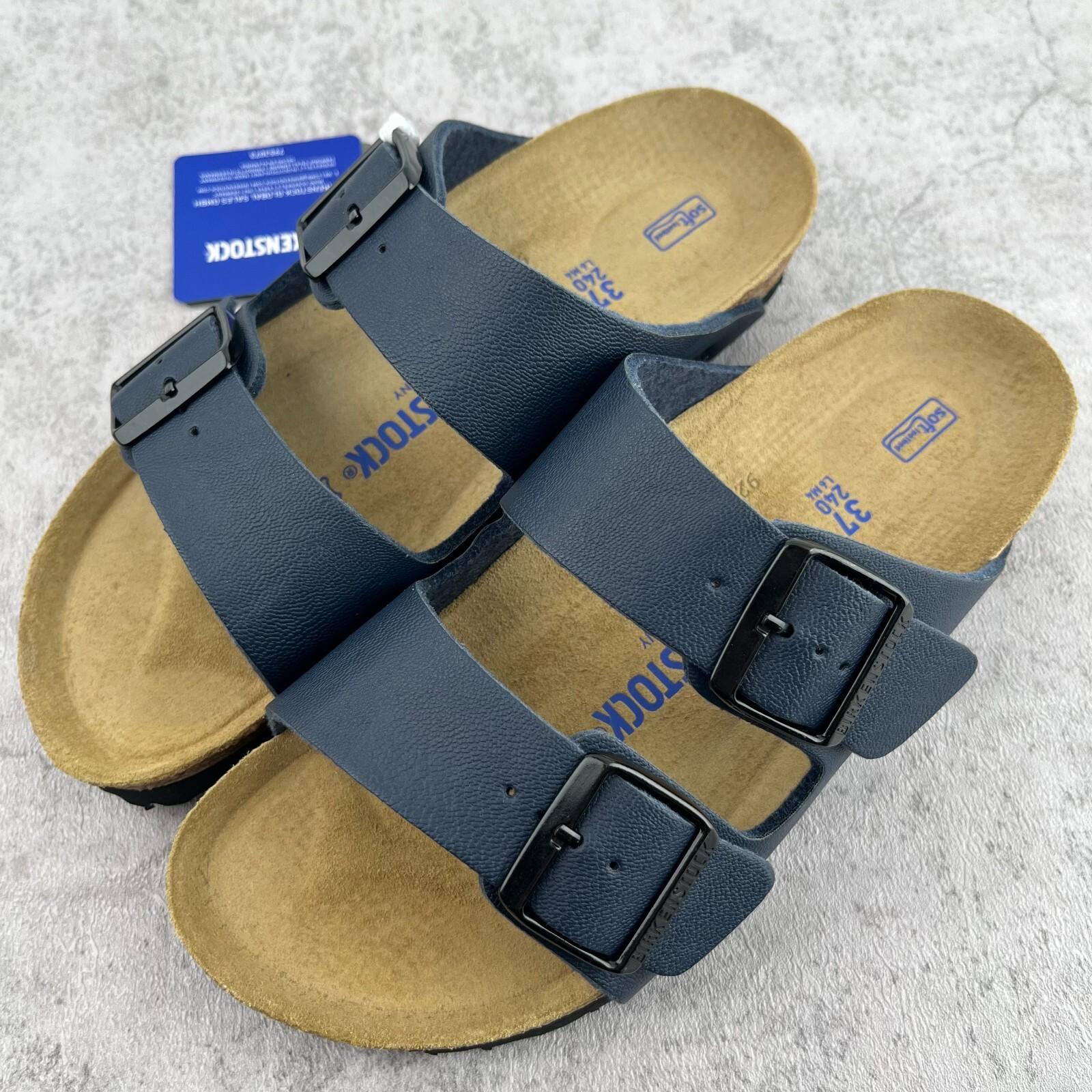 Birkenstock Arizona Birko-Flor Blue Soft Footbed Leather Sandals – Select Size