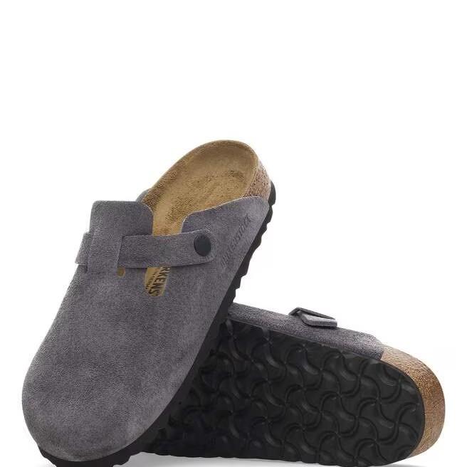 Birkenstock Boston Sandal Clog Grey Suede Unisex