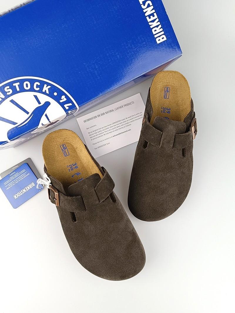 Birkenstock Boston Mocha Suede Leather Clogs Soft Footbed Shoes US 6-12 New