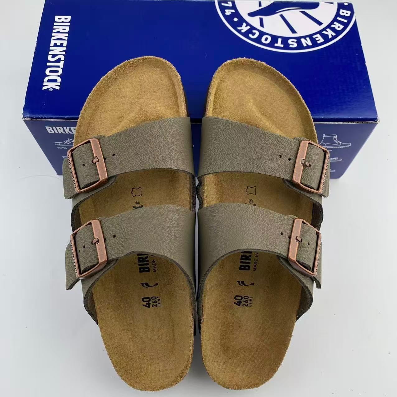 Birkenstock Arizona Stone Birkibuc Natural Leather Men’s Women’s Sandals EU37-45