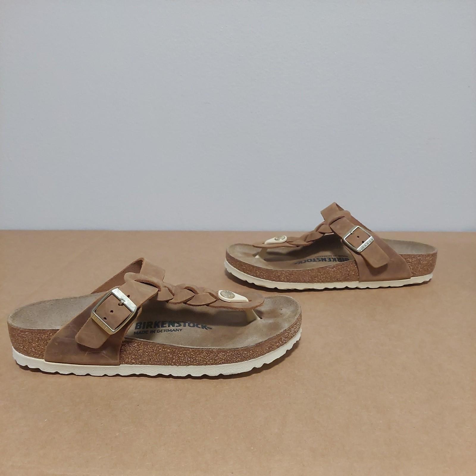 Birkenstock Braided Oiled Cognac Leather Gizeh Sandals SIZE 5 (L5 )EU 36