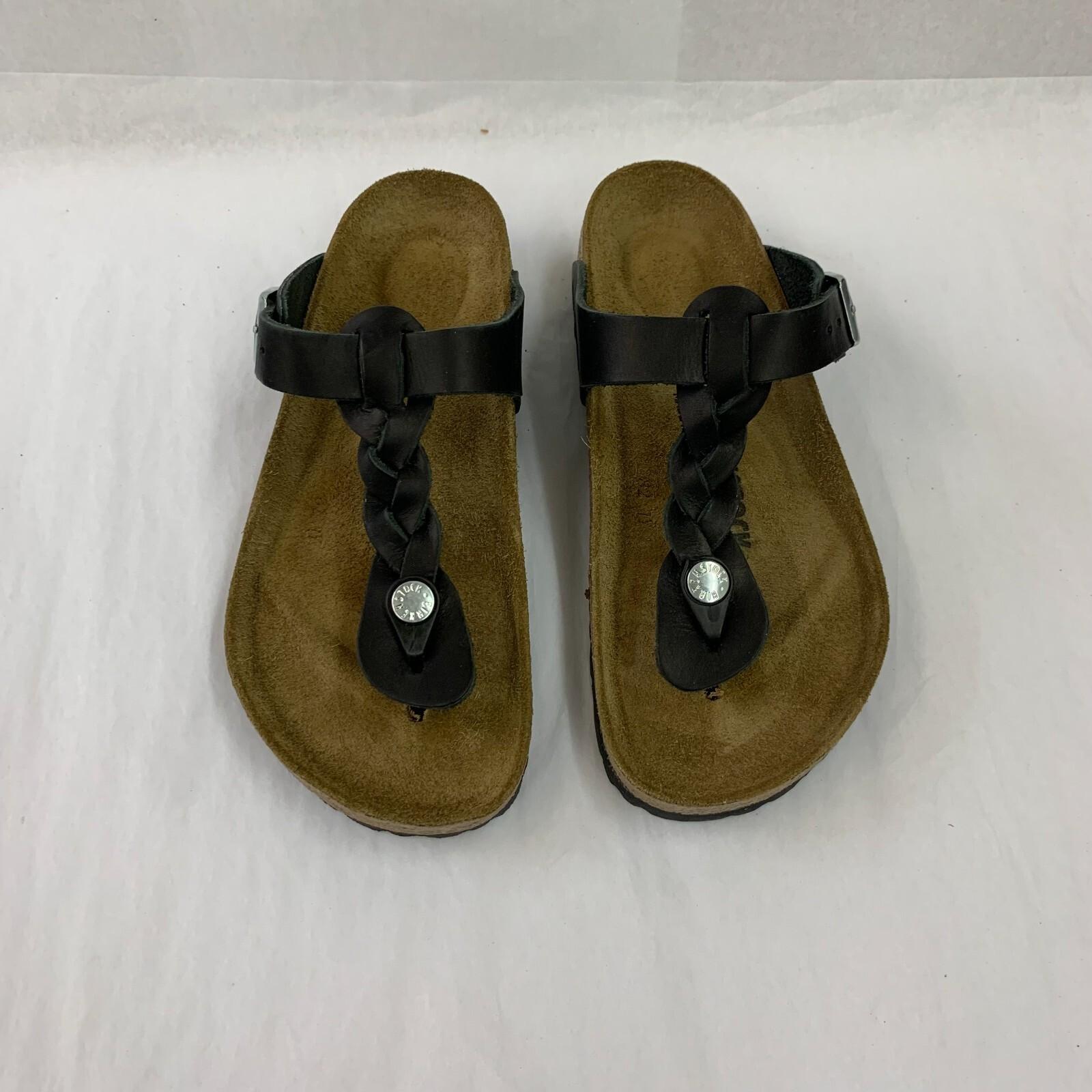 Birkenstock New w/ Box Gizeh Braided Black Oiled Leather Regular Select Size