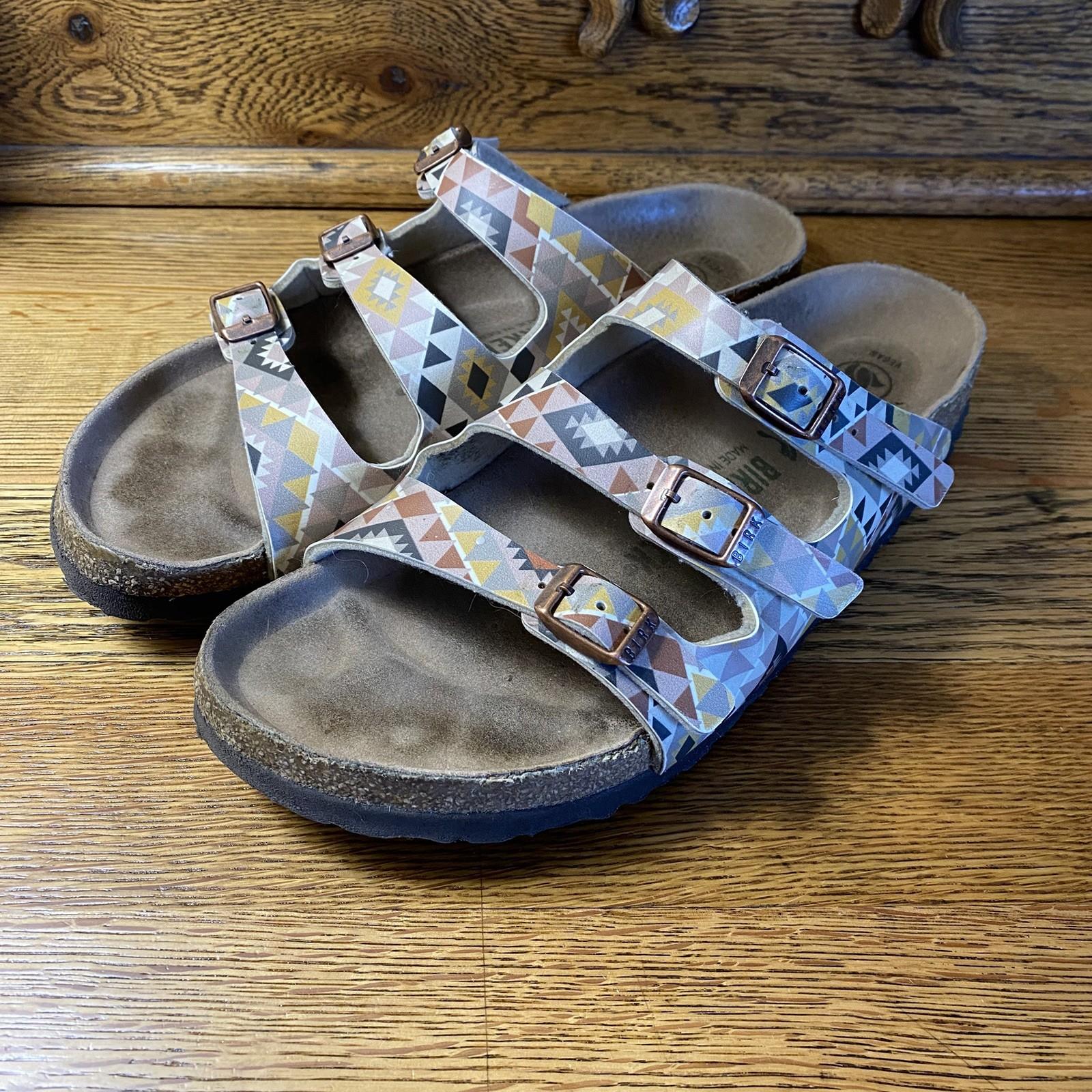 Birkenstock Florida Fresh Vegan Sandals in Ethno Mocha Print Size 40/US 9 N