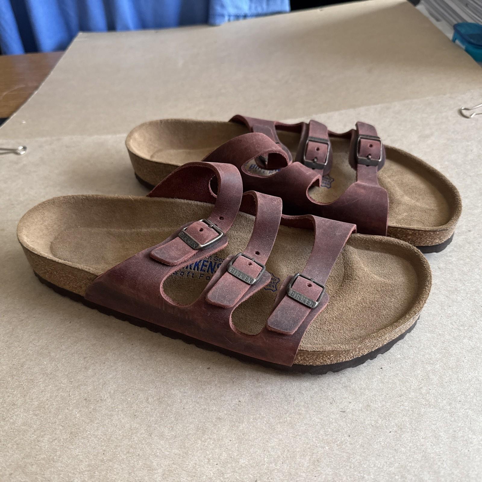 Birkenstock Florida Leather Regular Width Soft FootBed Wine EU42 – NEW