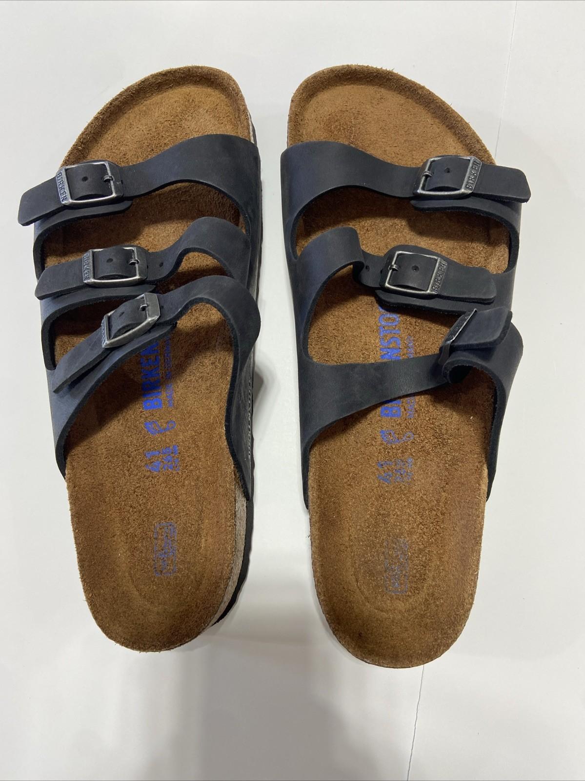 Birkenstock Florida Soft Footbed Birko Flor – Black, Size 36 EU/Ladies 10 US NWB