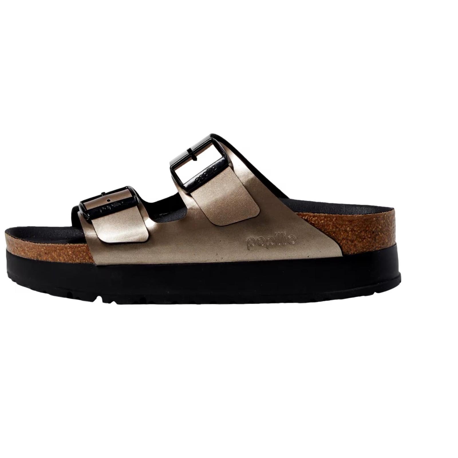 Birkenstock Papillio Arizona Platform Sandal Taupe Metallic 1028424 Women’s Size