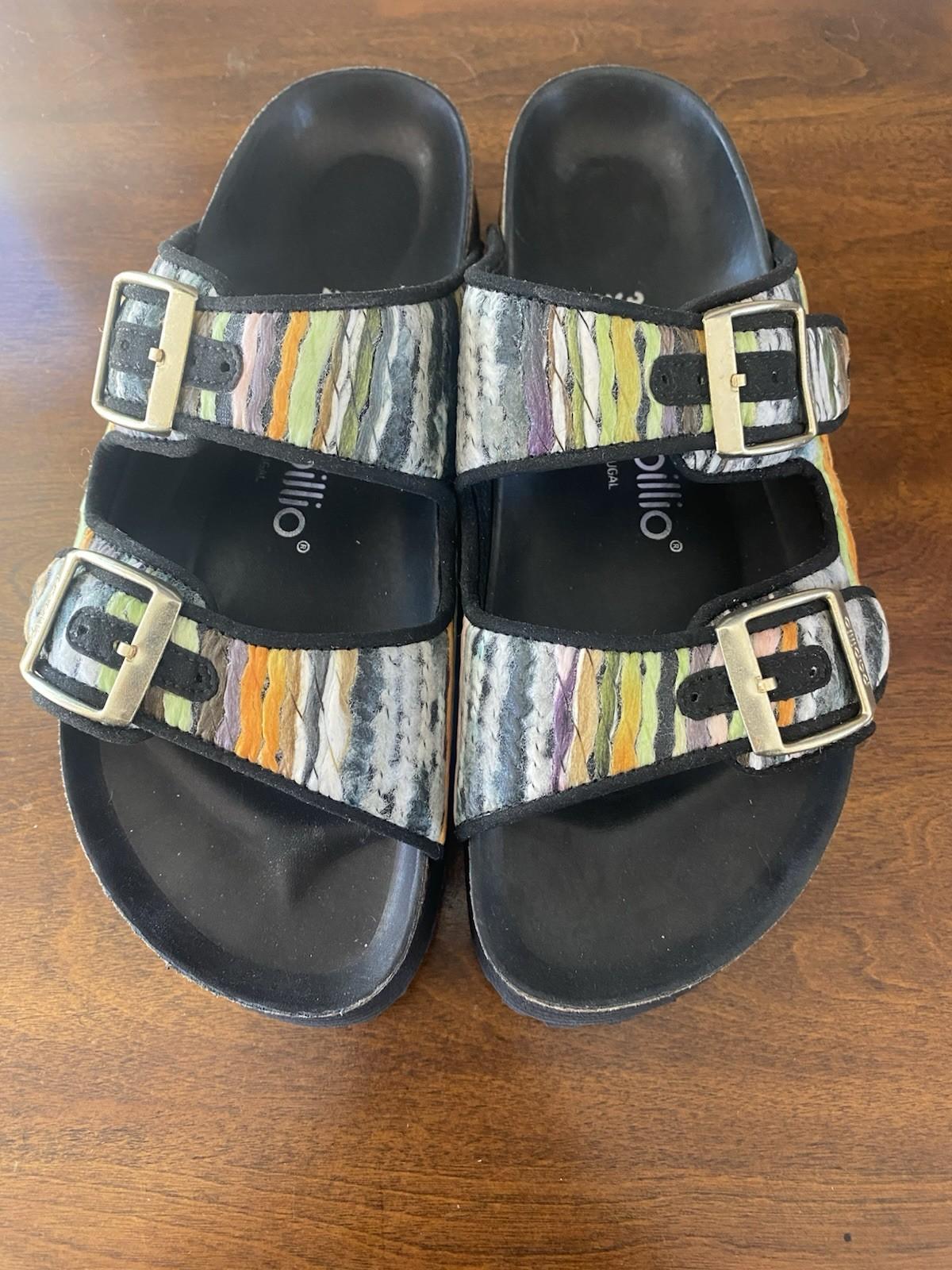 BIRKENSTOCK PAPILLIO ARIZONA GROOVED PLATFORM YELLOW MULTICOLOR 36 Narrow L5 EUC