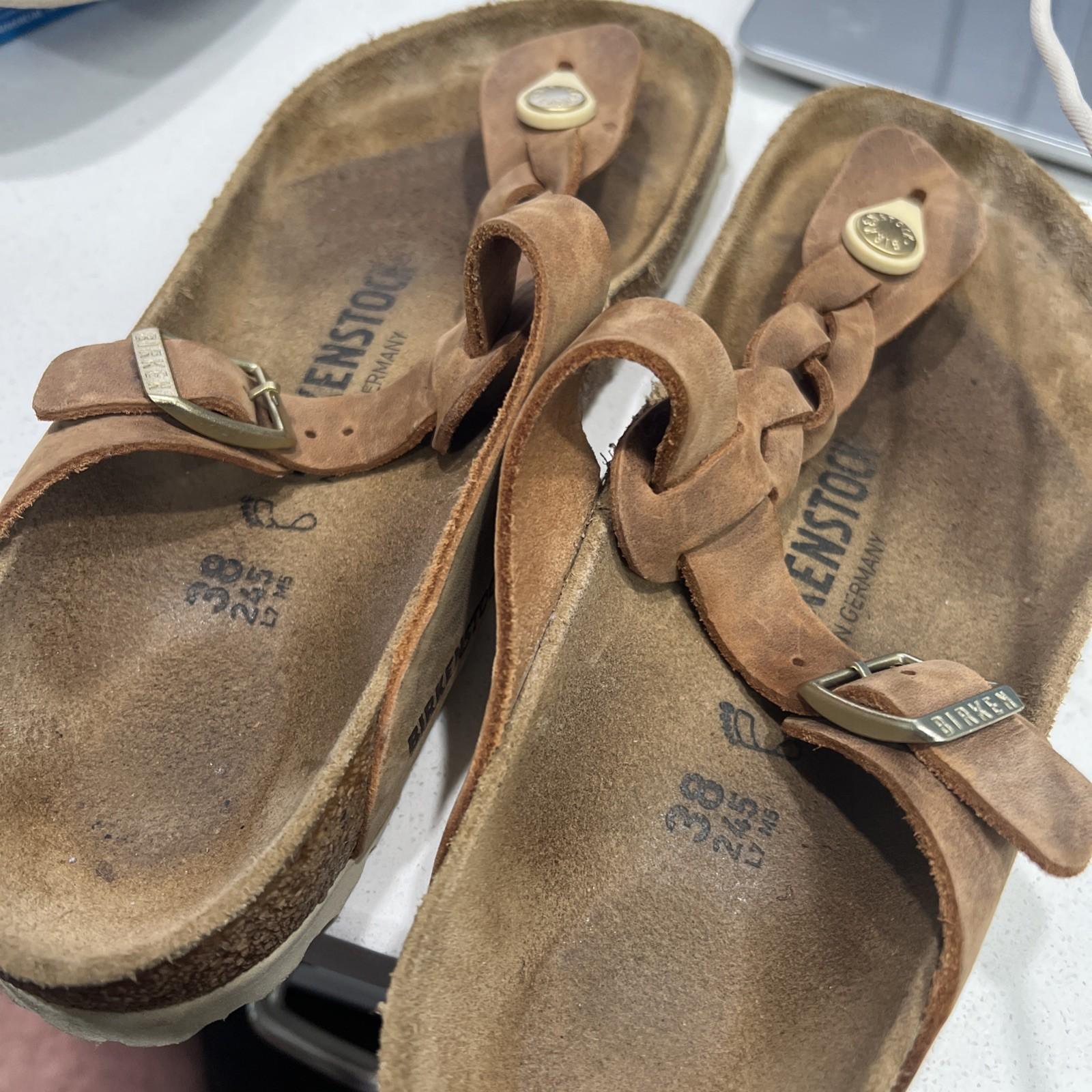 Birkenstock Gizeh Braided Thong T Strap Sandals Brown 38 Womens 7