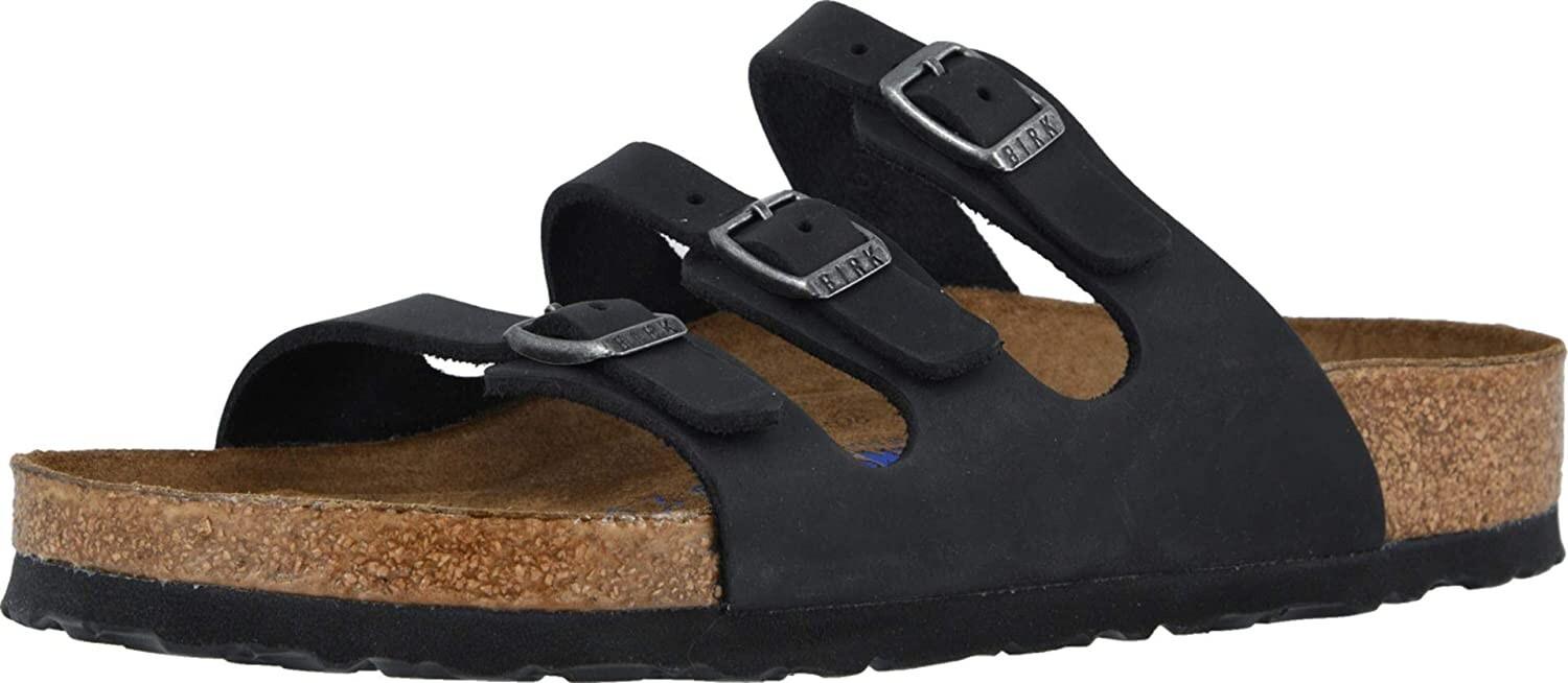 [1011445] Birkenstock Florida SFB Soft Footbed Black Oiled Leather *NEW*