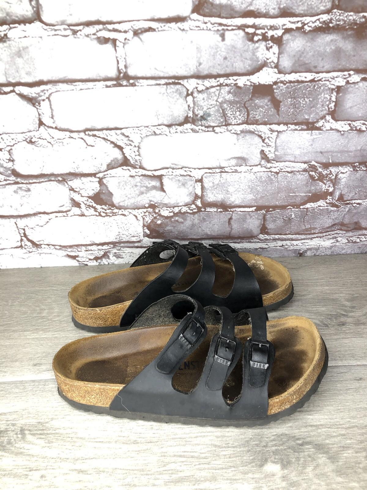 BIRKENSTOCK FLORIDA 3 Triple Strap Black Strappy Sandals Women Sz 39EU/8.5M US