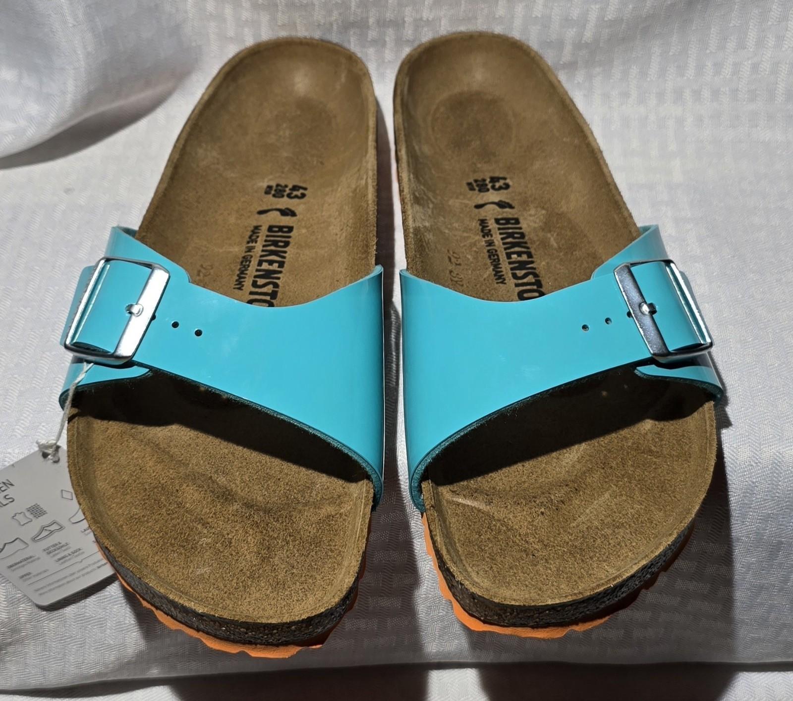 *NEW* Birkenstock Madrid Teal/Orange Bottom Single Strap Size 43 or US 12
