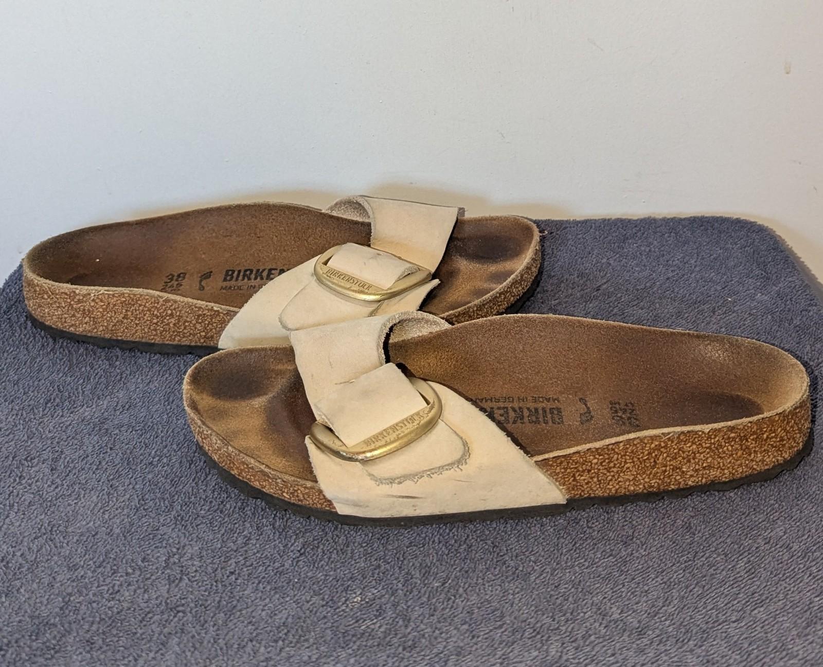 Birkenstock Madrid Big Buckle Womens Size EU 38 US 7 Off White Ecru Narrow