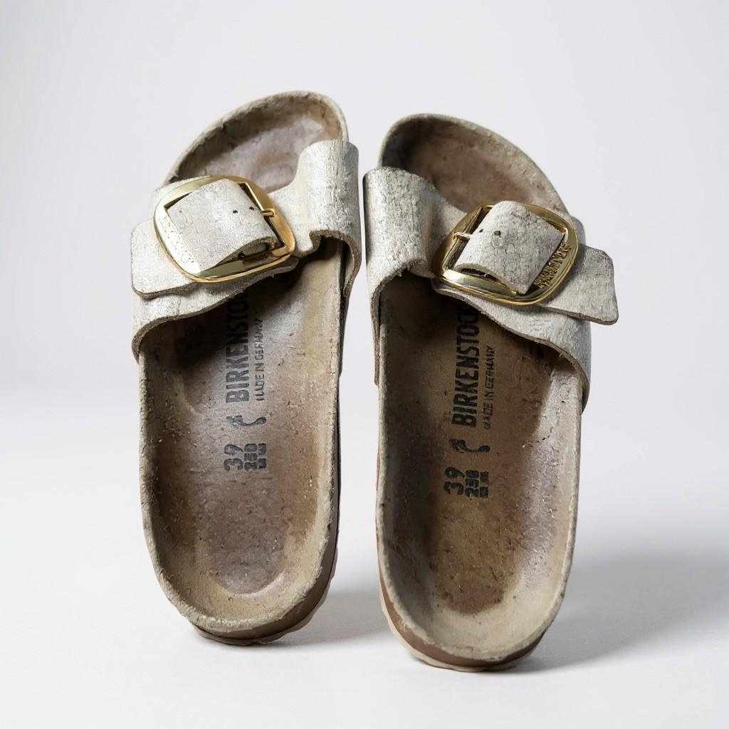 Birkenstock Madrid Big Buckle Slide , Beige Gold Nubuck , Sz 39 8.5
