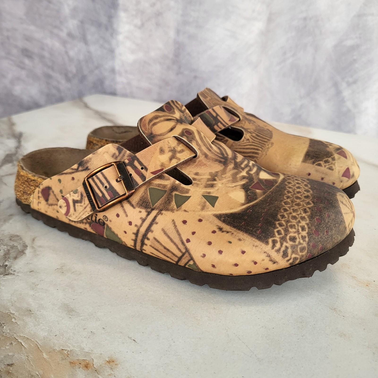 Birkenstock Papillio Boston Clogs Tan/Beige Women’s 36 Mud Cloth African Zebra