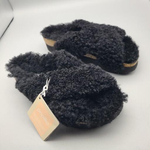 BIRKENSTOCK PAPILLIO Women Black Daytona Teddy Platform Sandal Slide  9 40 New