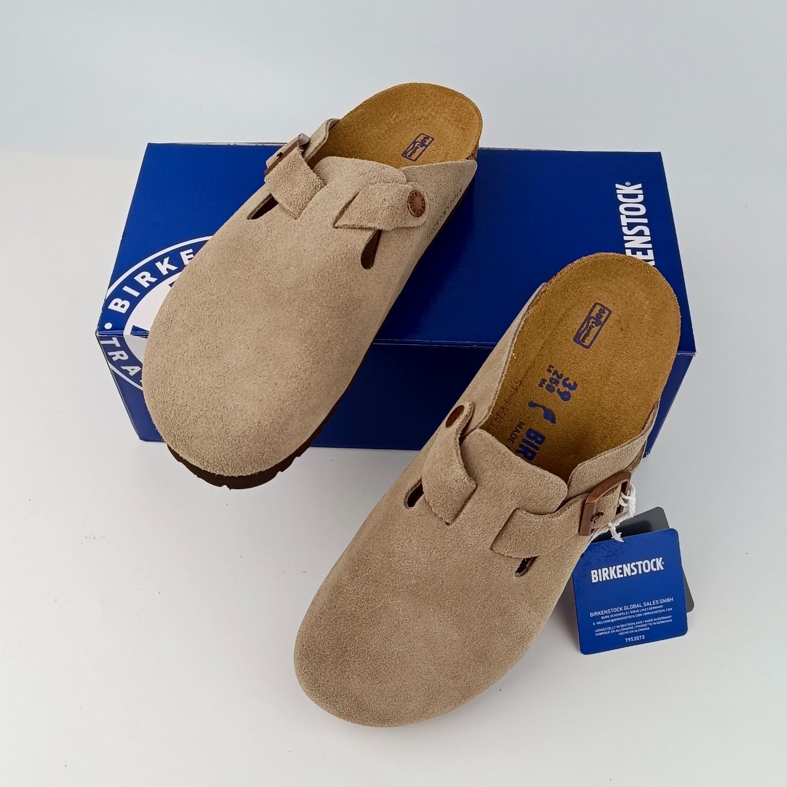 Birkenstock Boston Soft Footbed Suede Leather Clogs Taupe Comfort Shoes 37-45