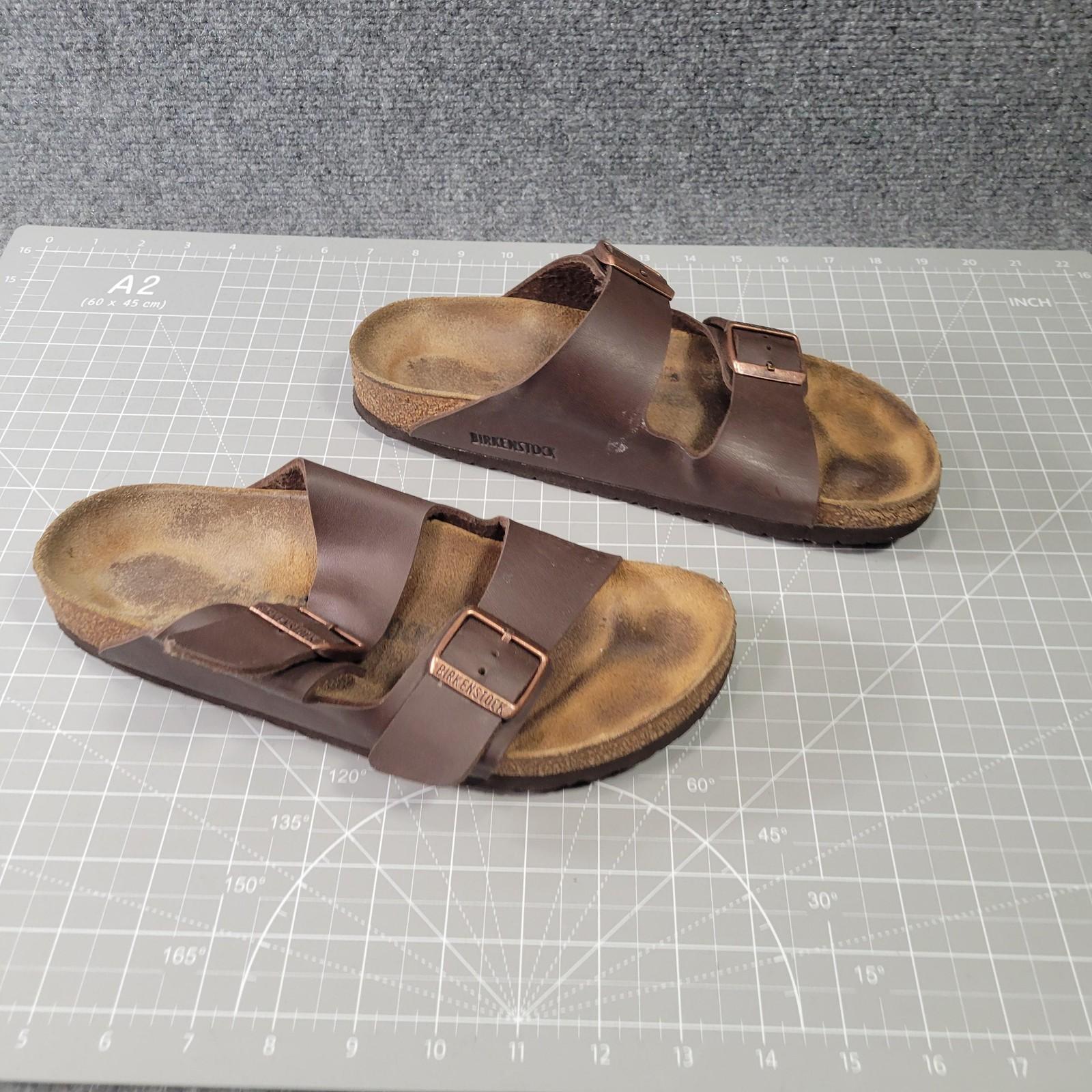Birkenstock Arizona Sandals 40 Narrow Brown Leather Slide Comfort Shoes