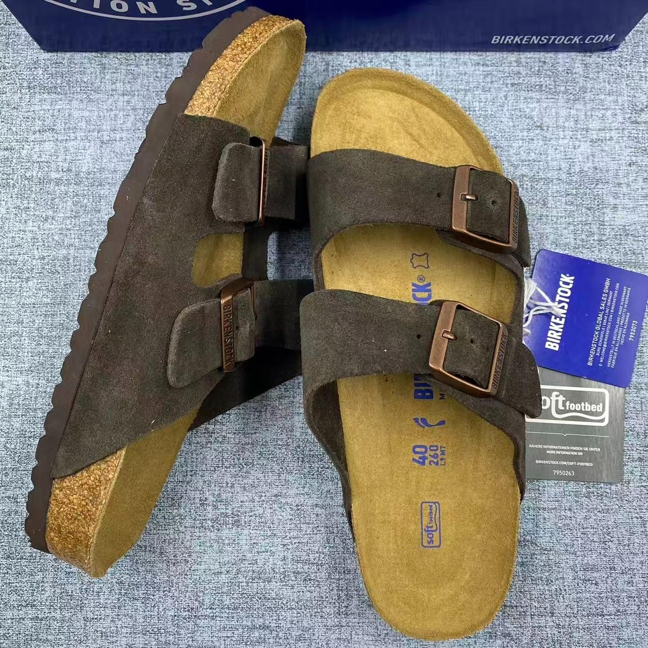 Birkenstock Arizona Mocha Suede Leather Unisex Sandals Narrow 37-41/Wide 42-45