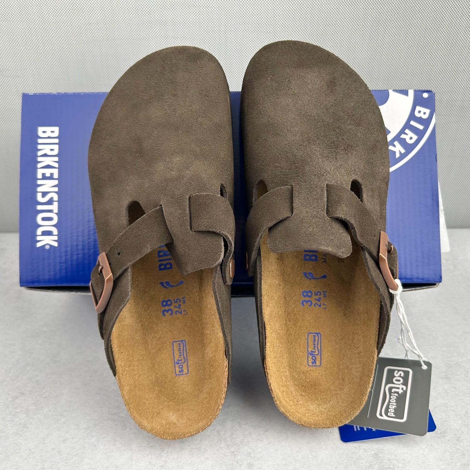 Birkenstock Boston Mocha Suede Clogs Soft Footbed New Comfort Shoes US6-12Unisex