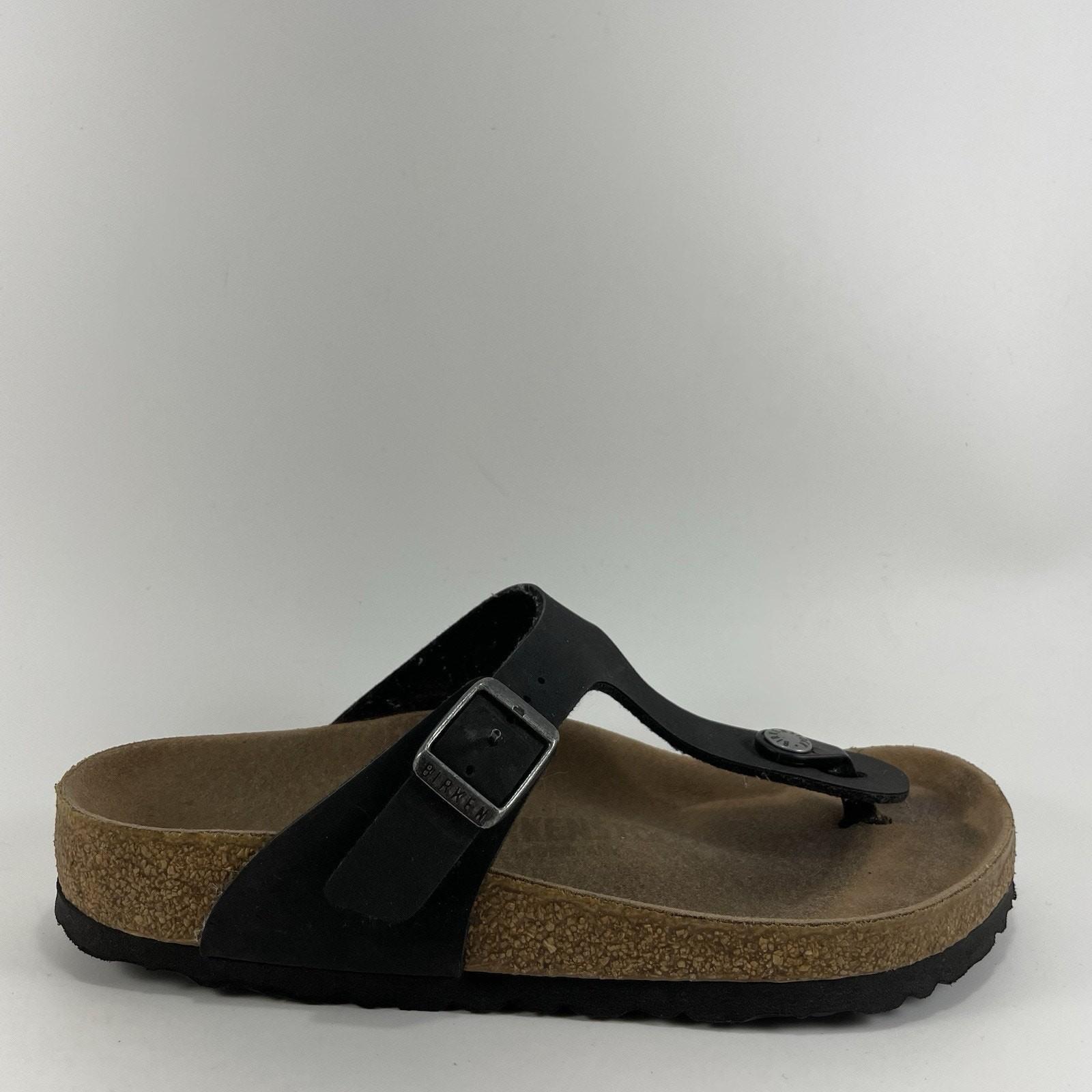 Birkenstock Gizeh Thong Sandals Women Size 36 US 5-5.5 Black Vegan Leather