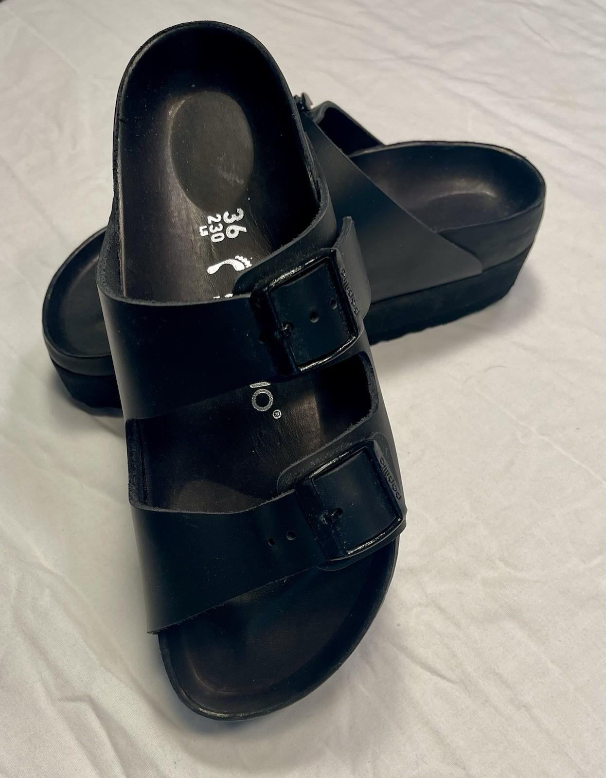Birkenstock Papillio Arizona Pap Chunky Leather Black Size 36