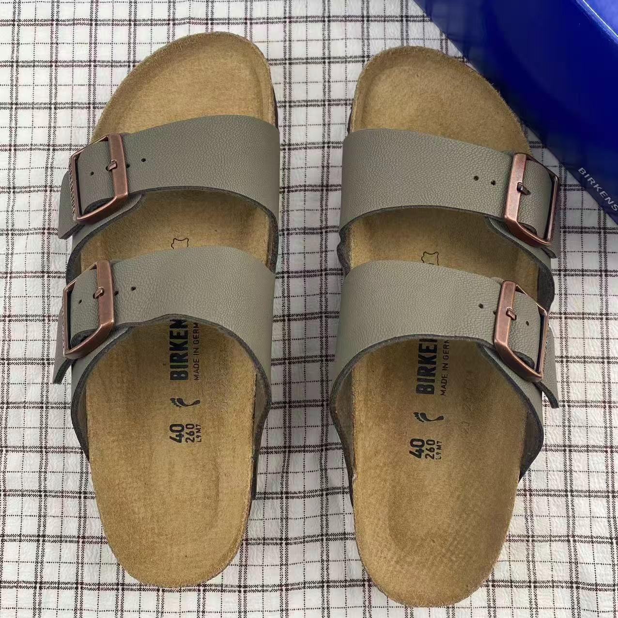 Birkenstock Arizona Stone Birkibuc Natural Leather Men’s Women’s Sandals EU37-45